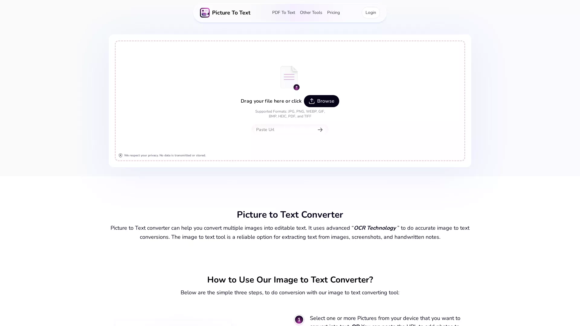 Picture to Text screenshot