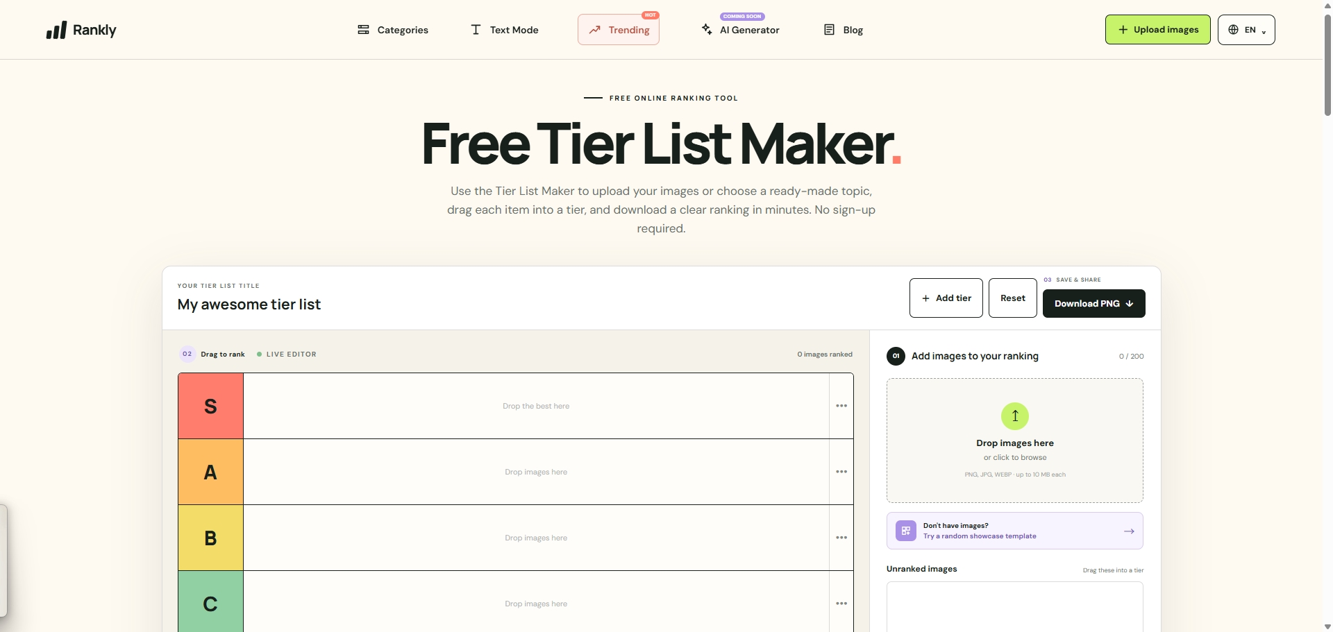 Rankly Tier List Maker screenshot