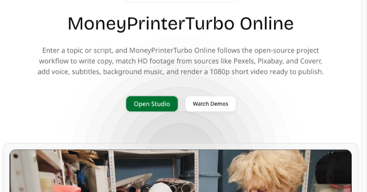 MoneyPrinterTurbo Online screenshot