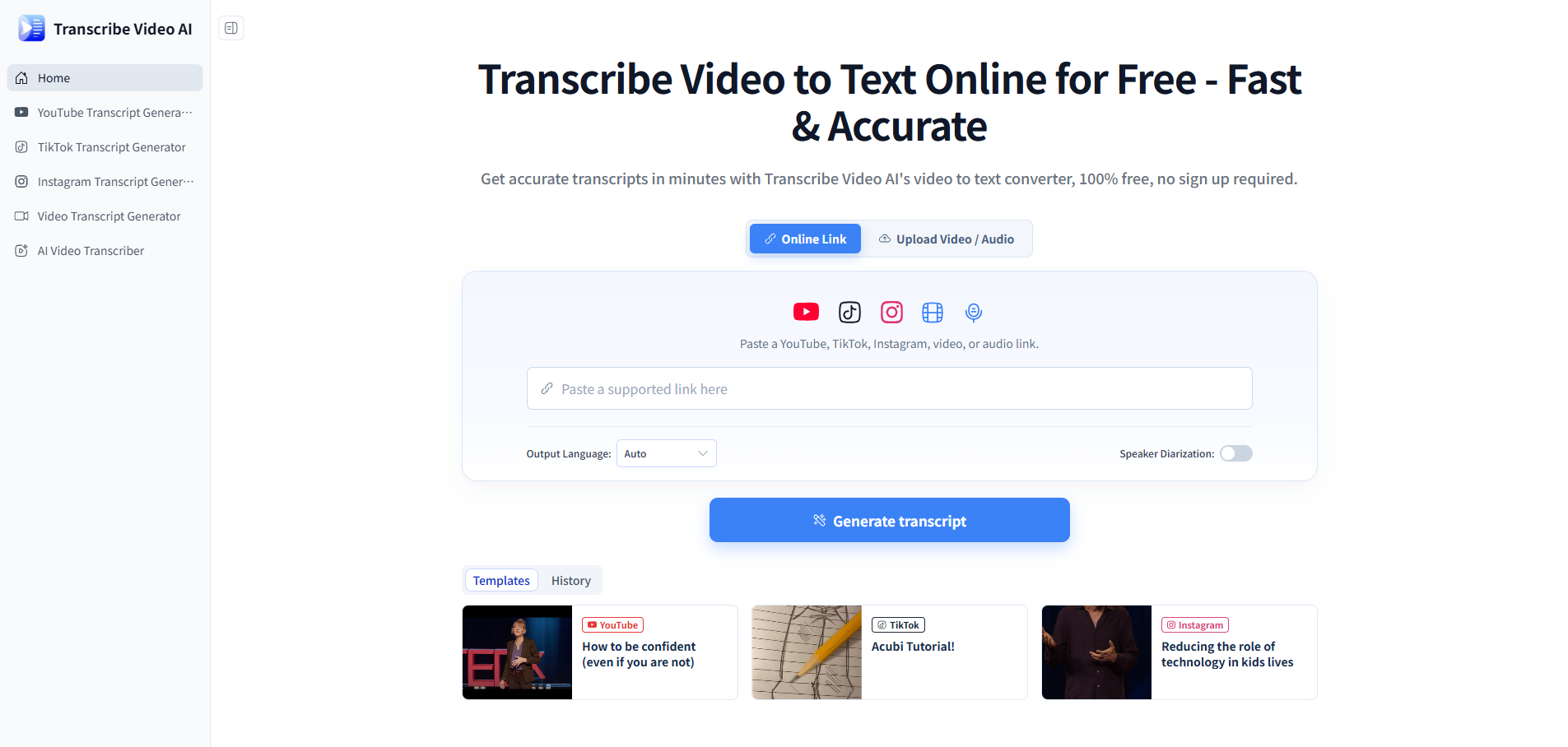 Transcribe Video AI screenshot