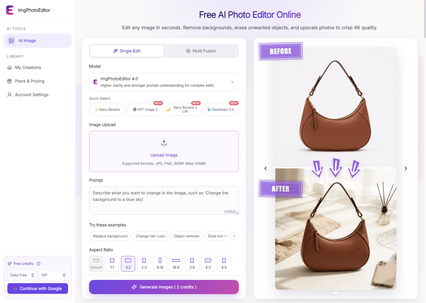 ImgPhotoEditor AI Photo Editor screenshot