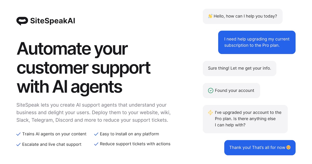 sitespeakai screenshot