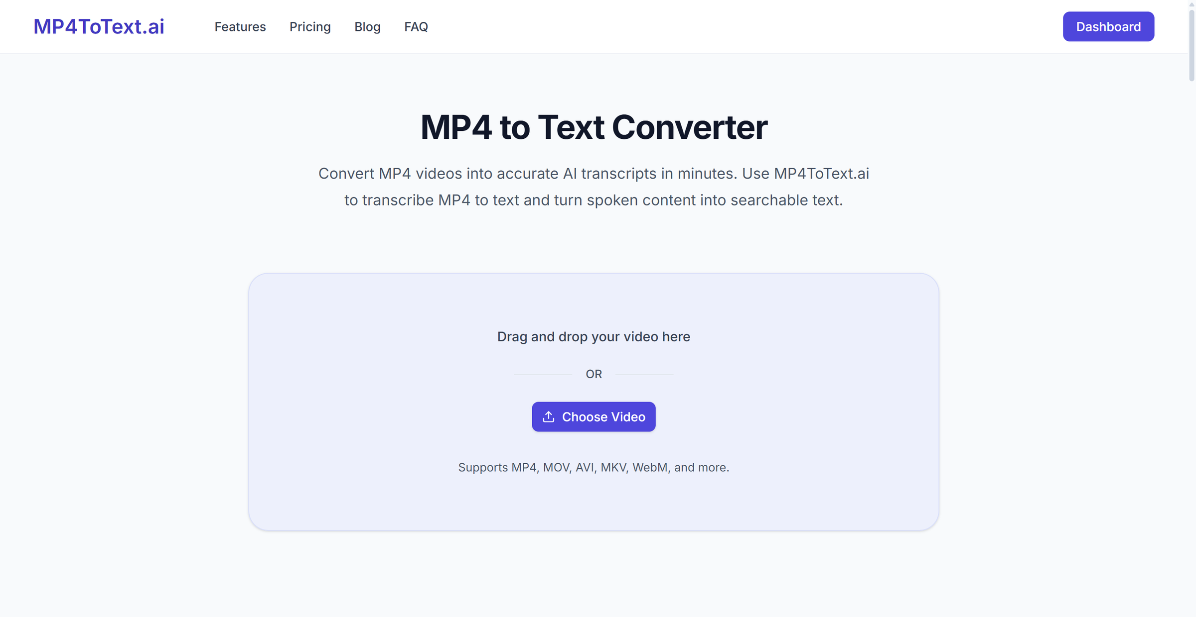 mp4totext.ai screenshot