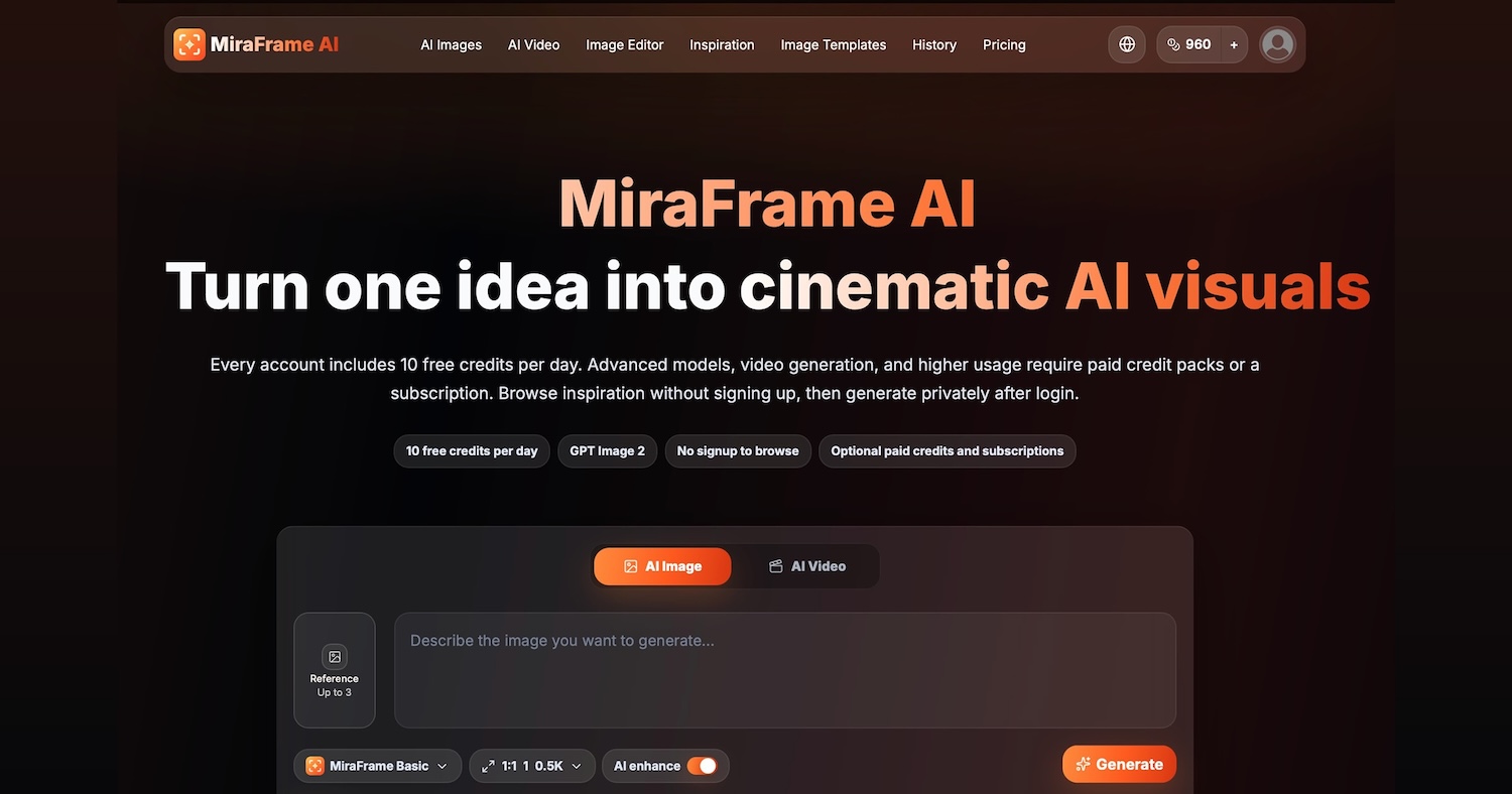 MiraFrame.ai screenshot