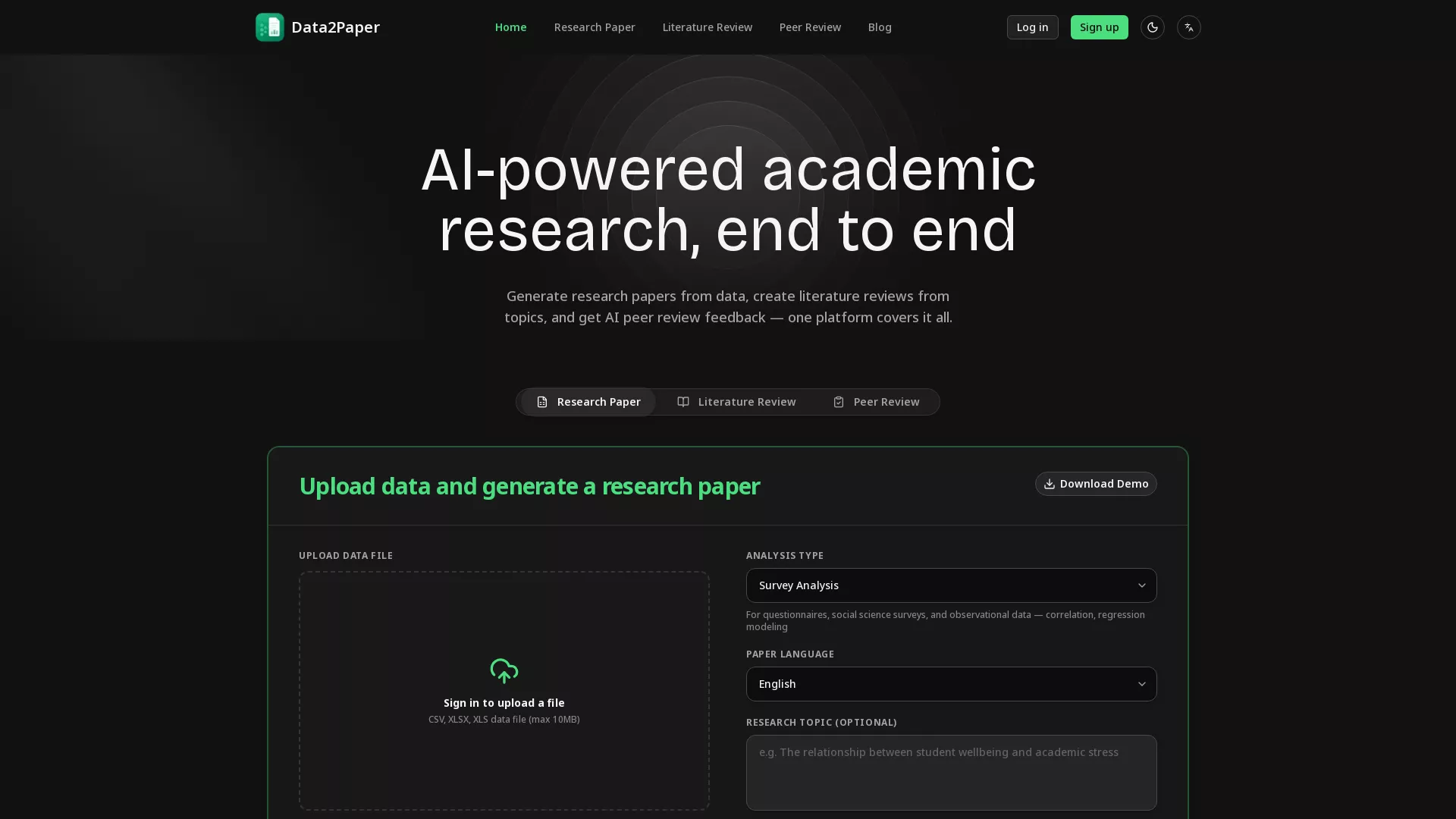 Data2Paper screenshot