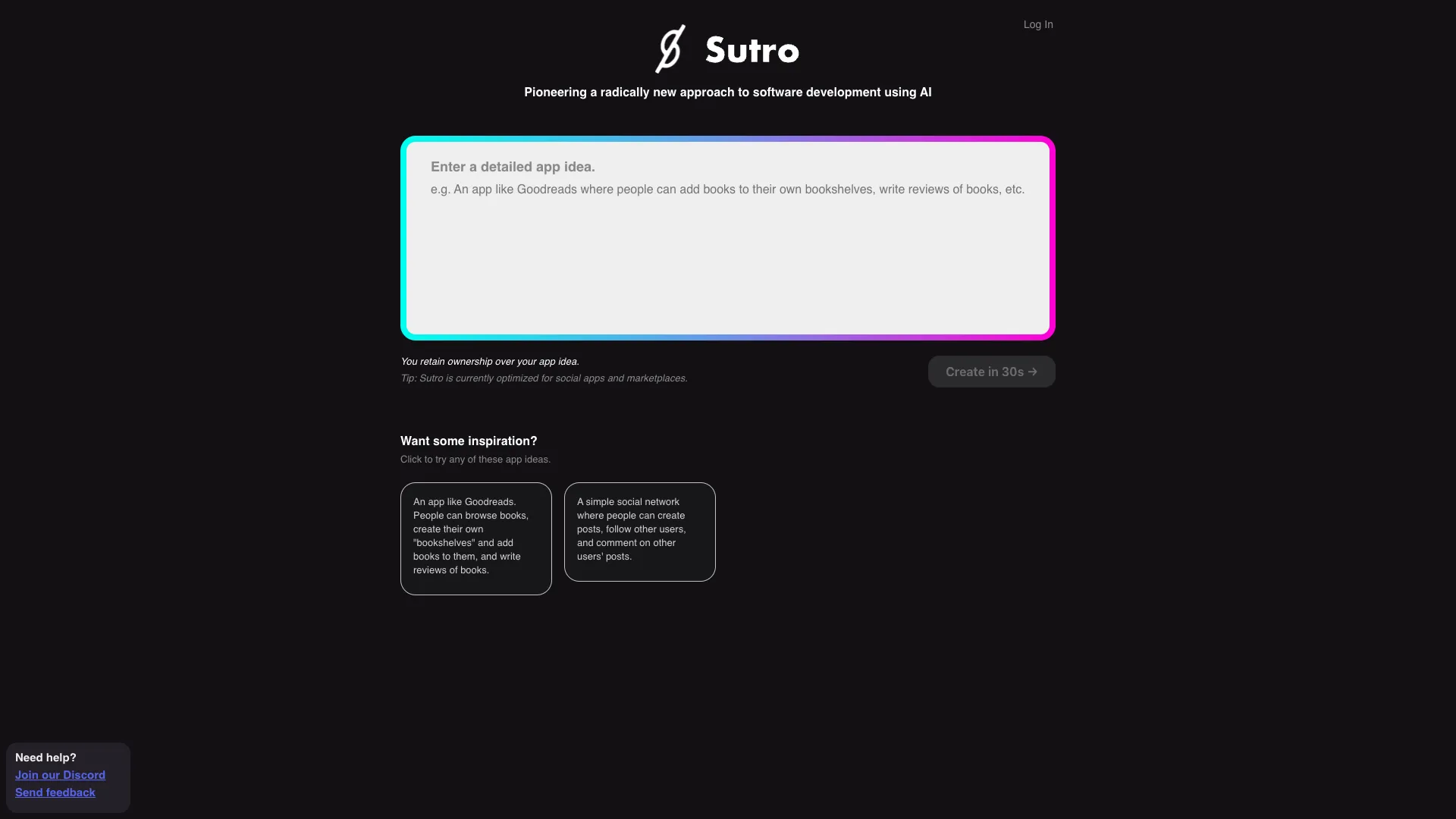 Sutro screenshot