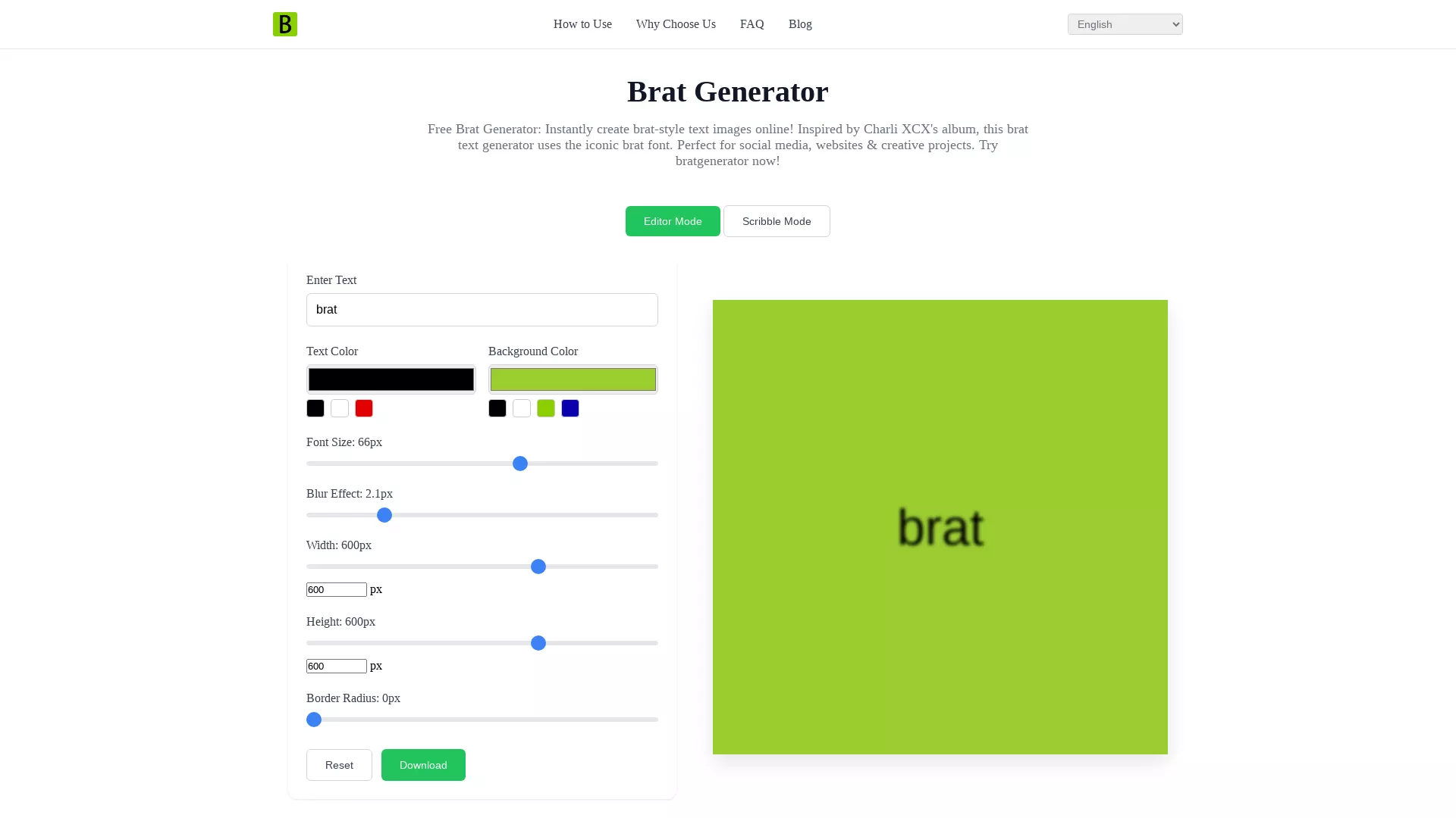 Brat generator screenshot