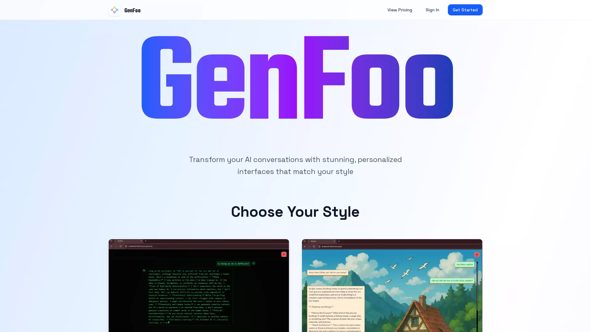 GenFoo AI chat screenshot