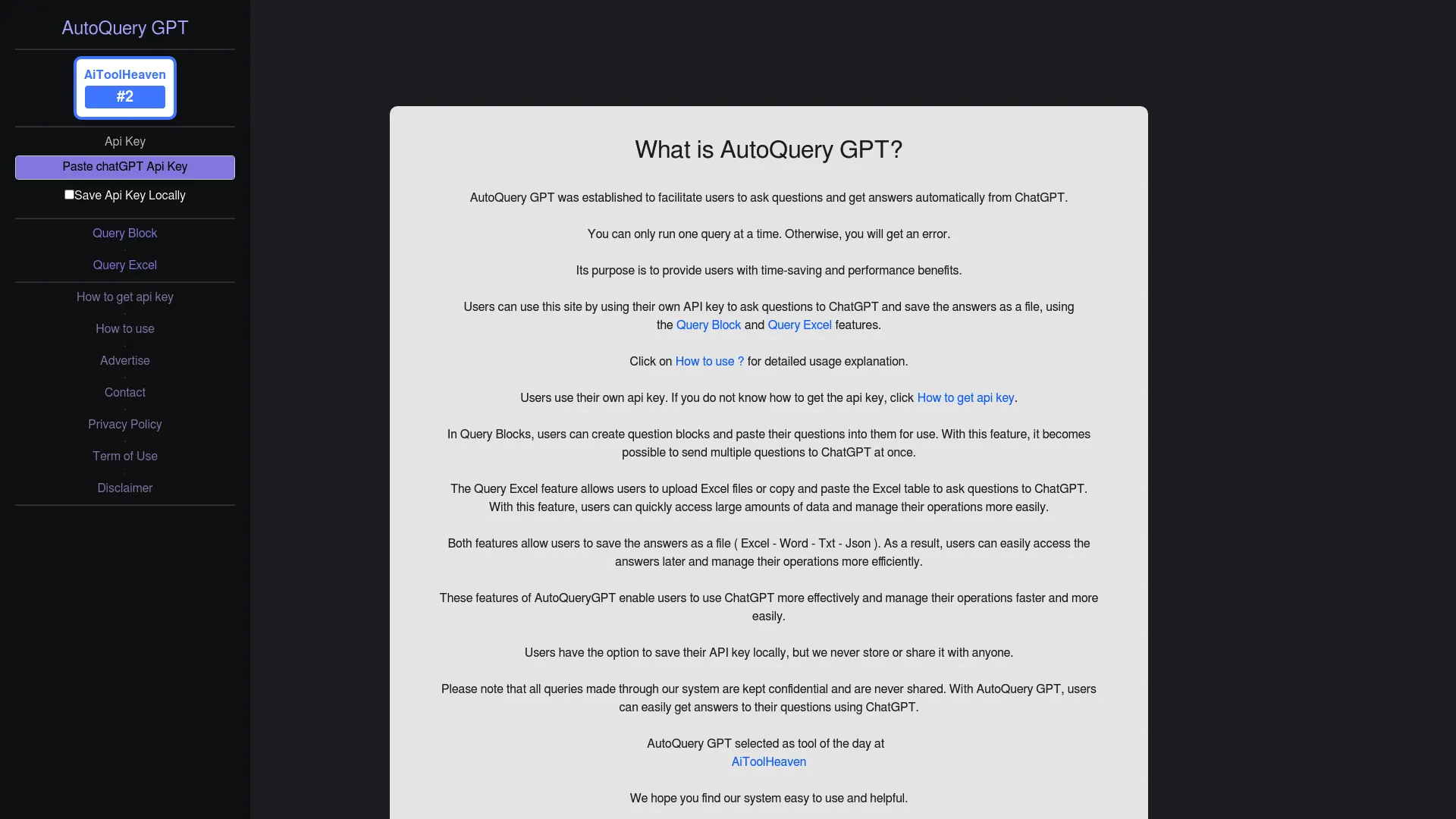 AutoqueryGPT screenshot