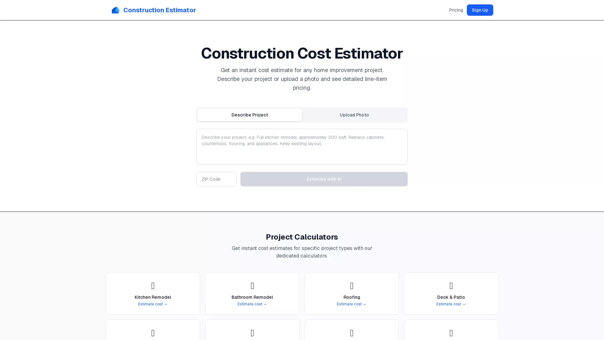 Construction Estimator screenshot