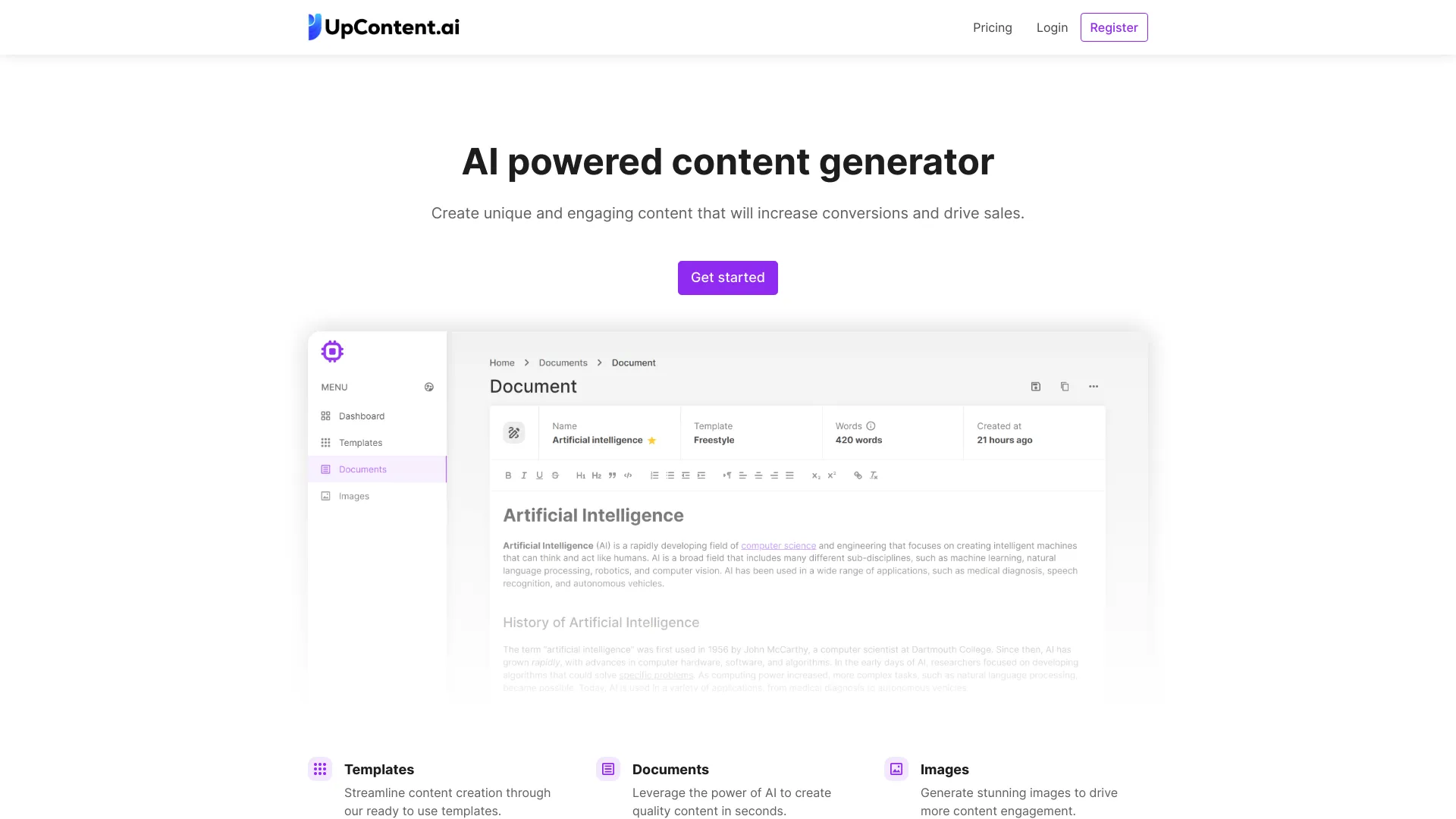 UpContent screenshot
