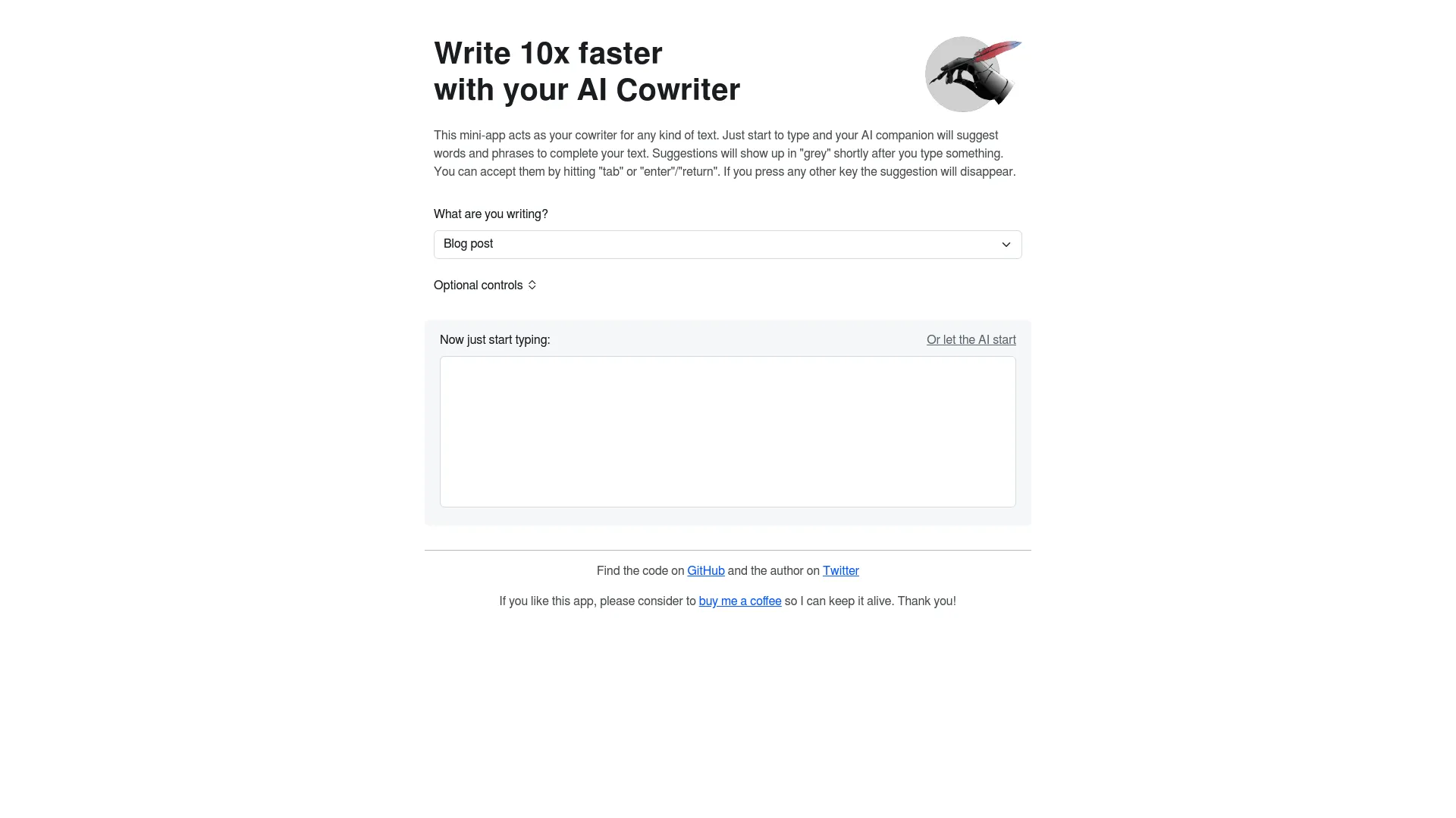 AI Cowriter screenshot