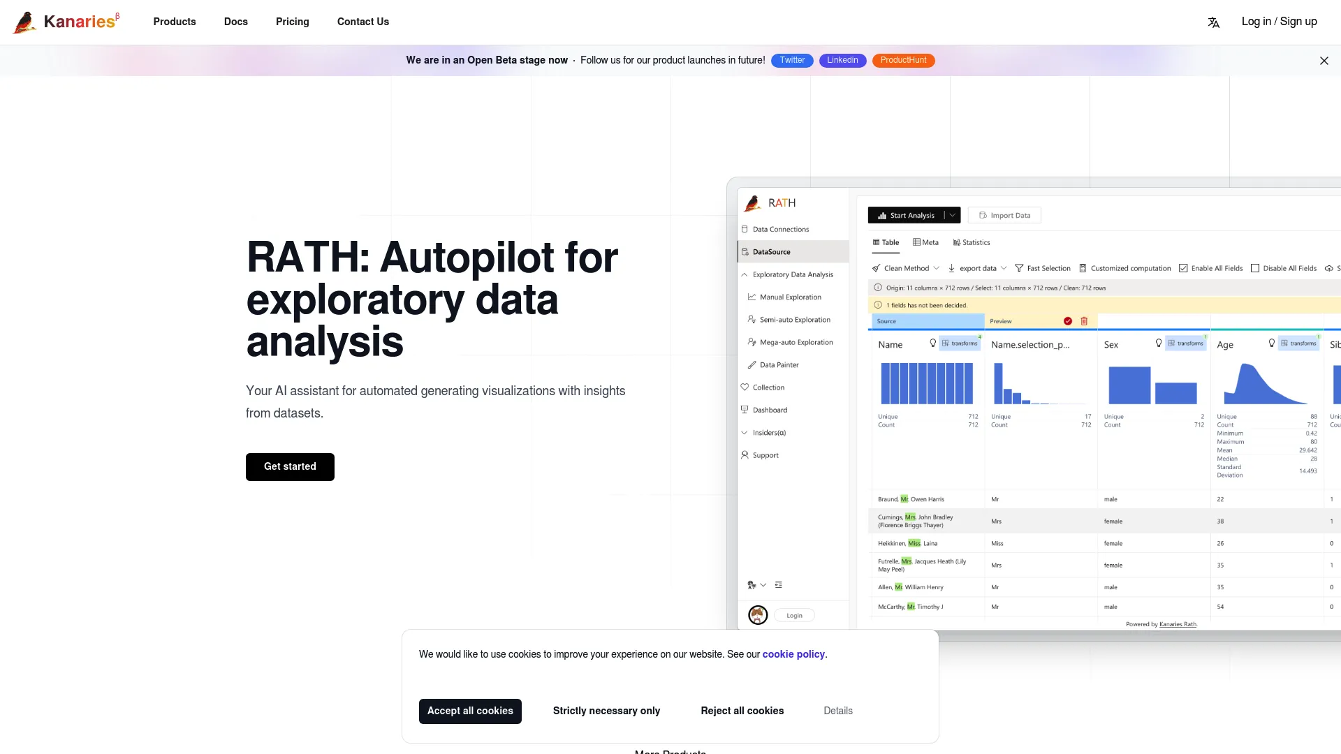 Kanaries screenshot