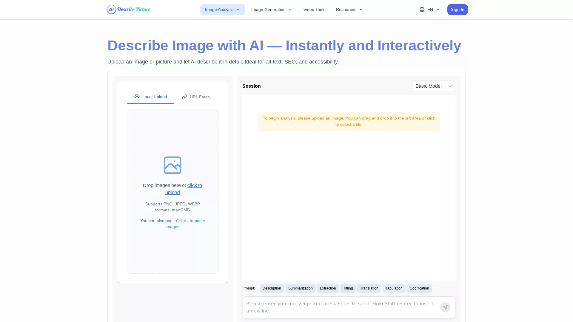 ImageDescriber screenshot