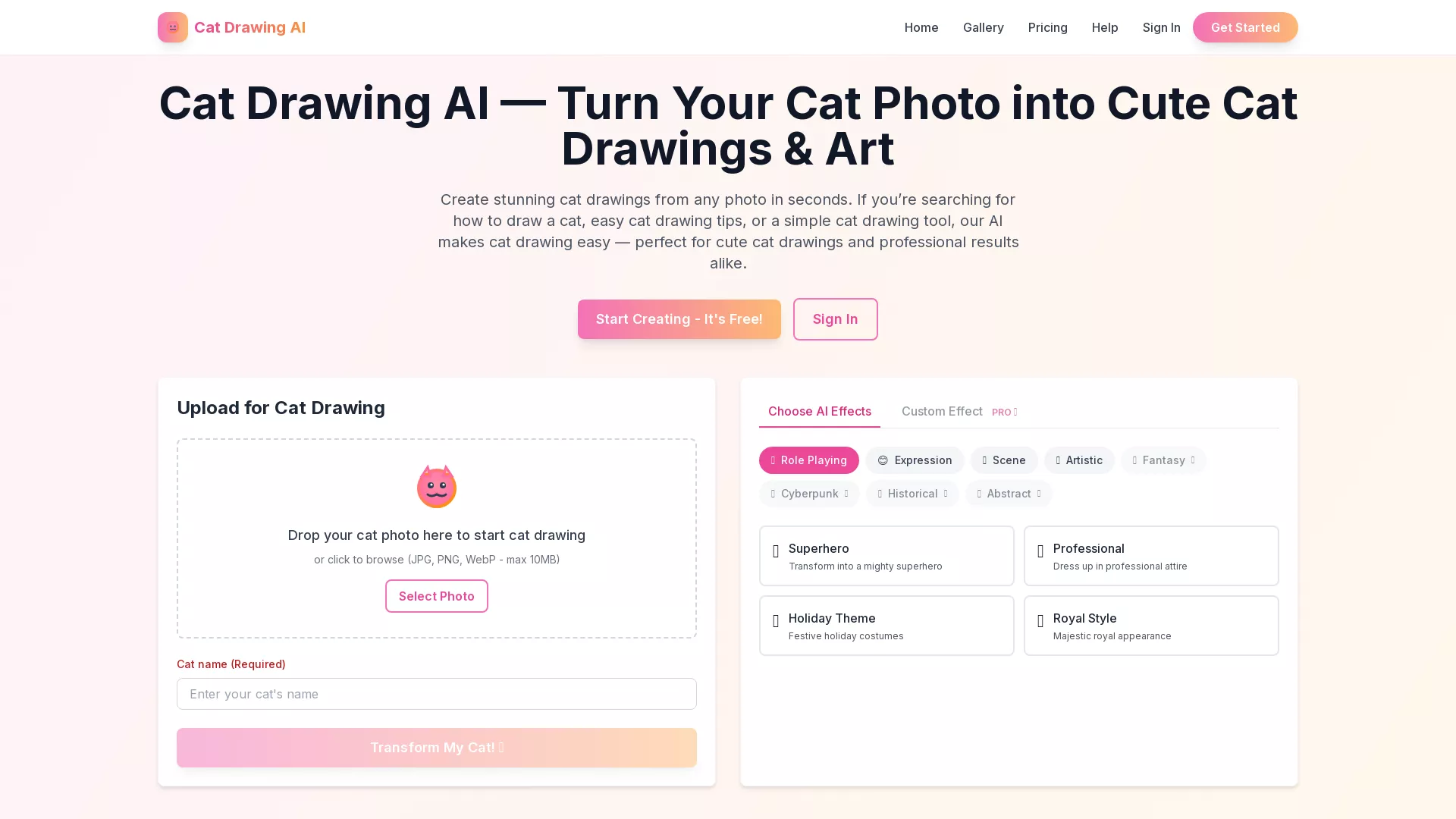 Cat Drawing AI screenshot