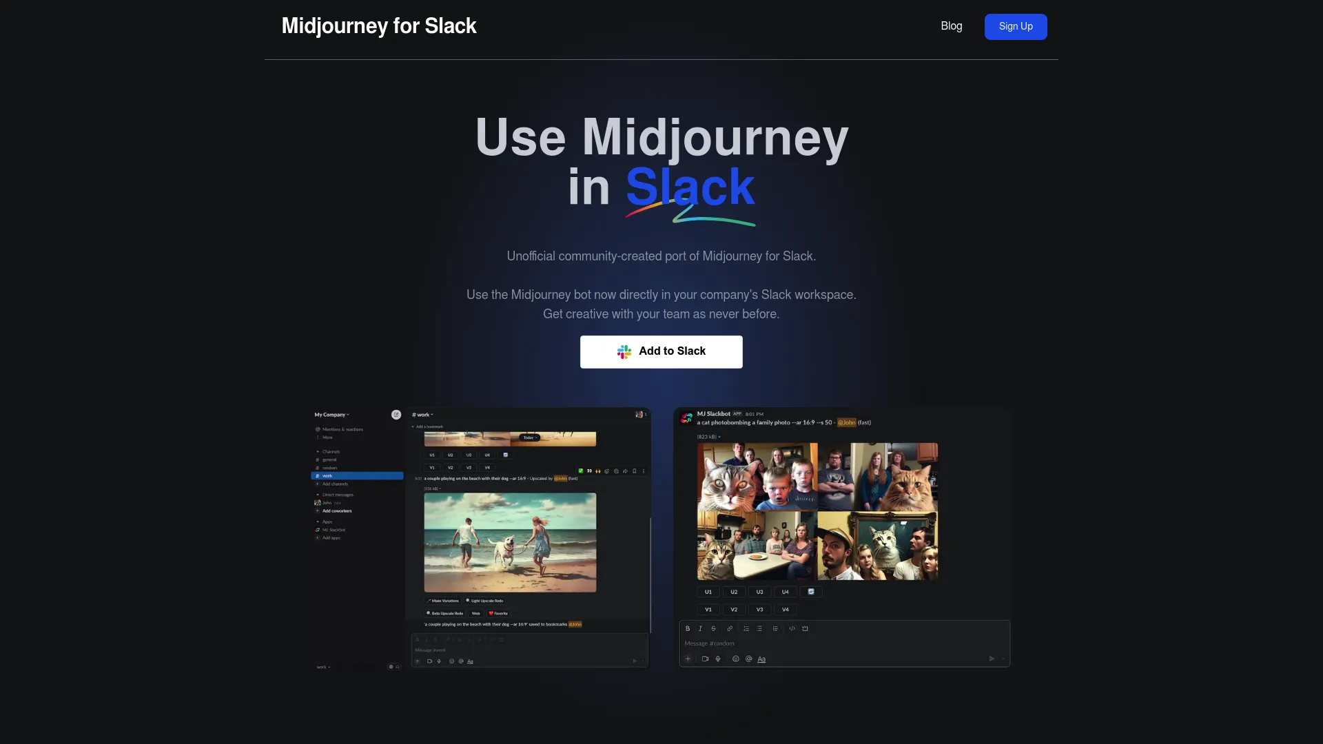 Midjourney For Slack screenshot