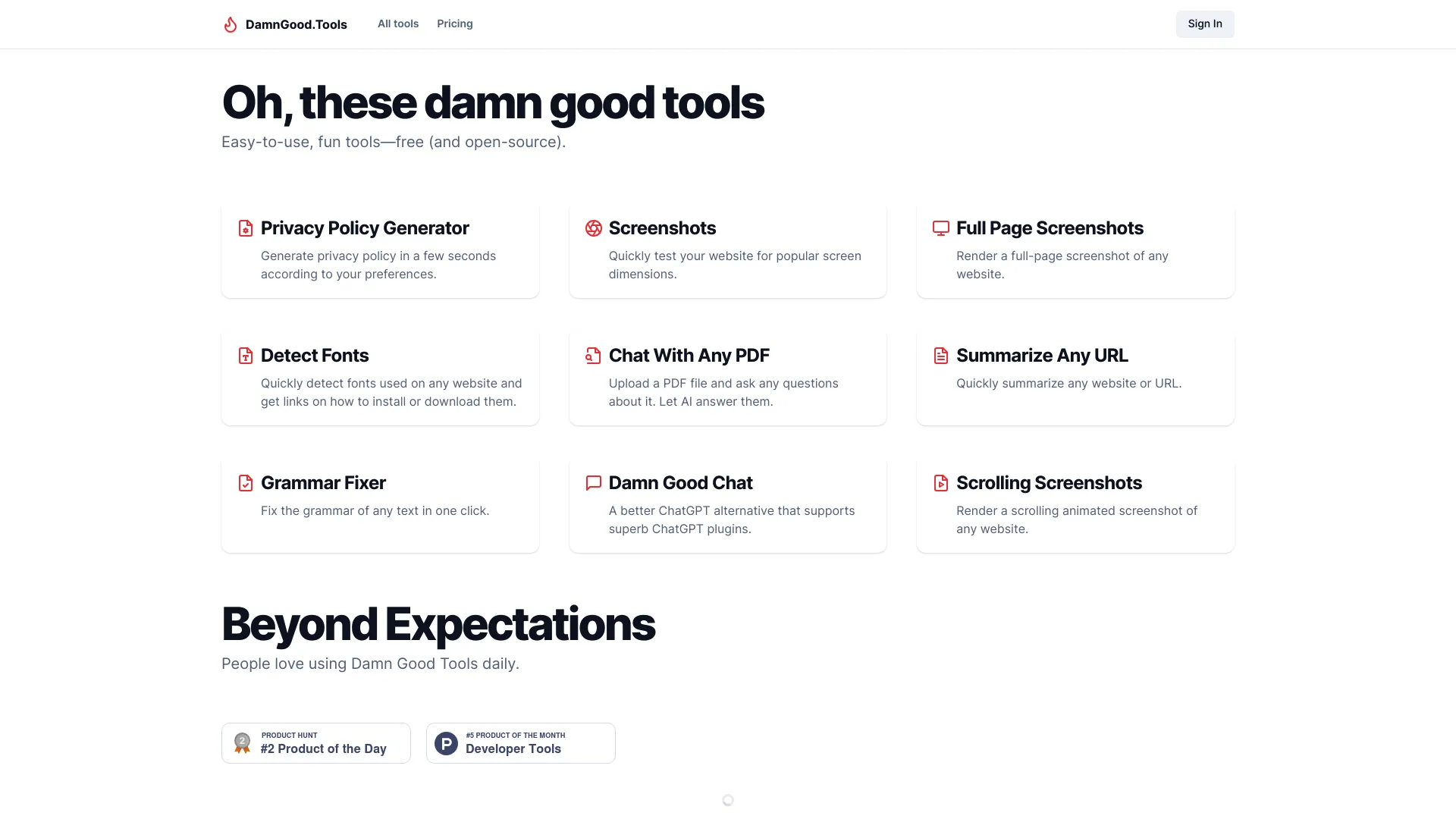 Damn Good Tools screenshot