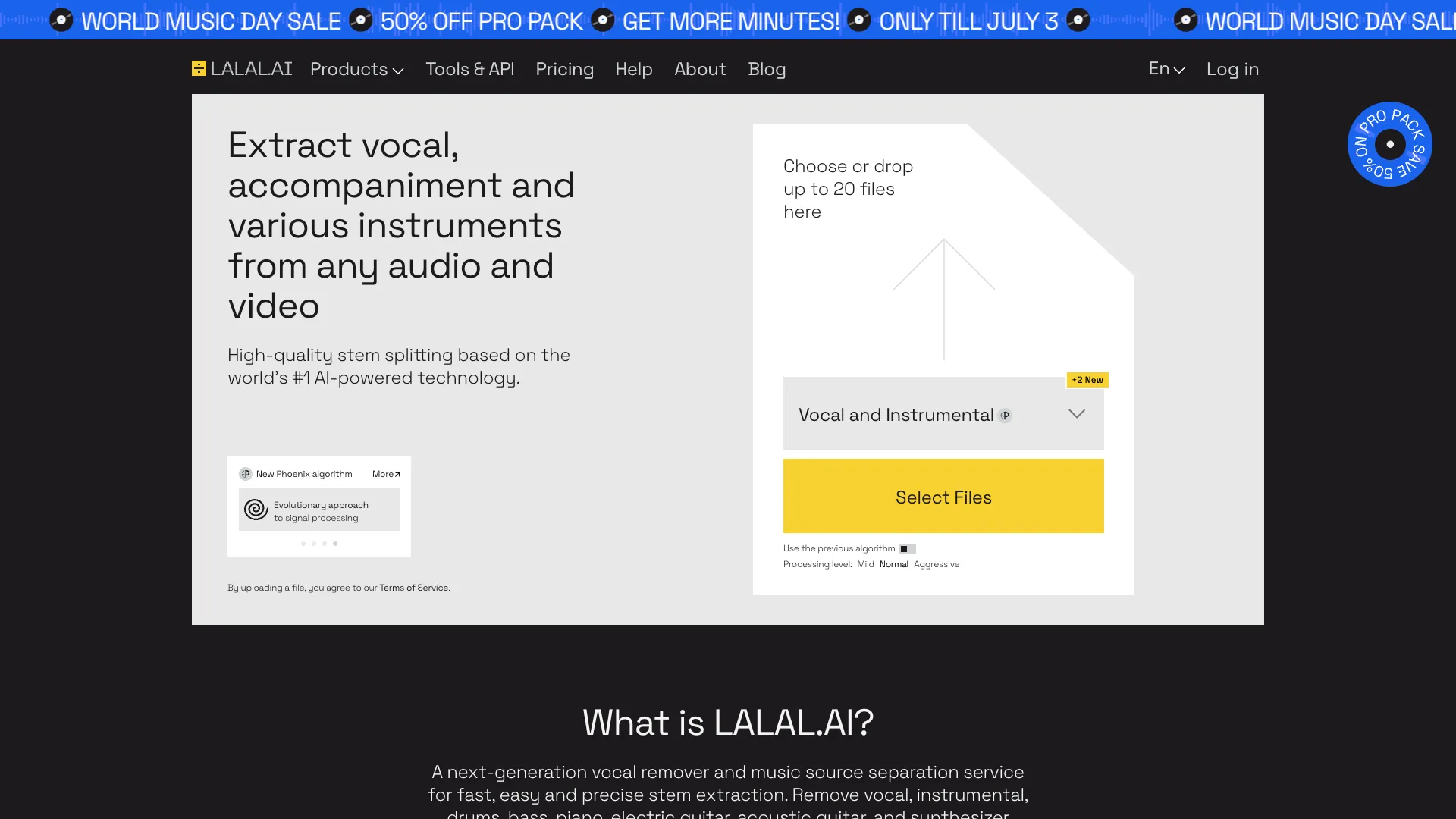LALAL.AI screenshot