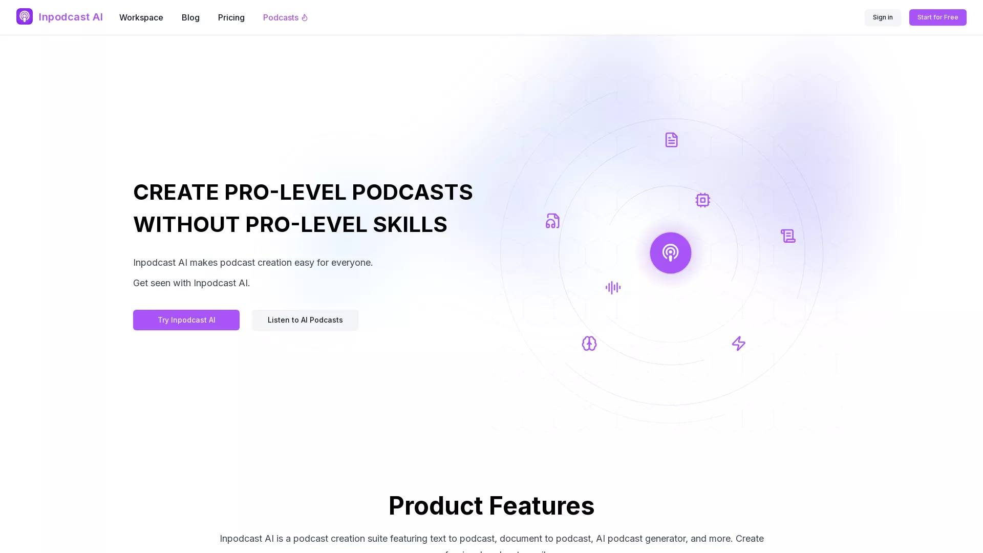 Inpodcast AI screenshot