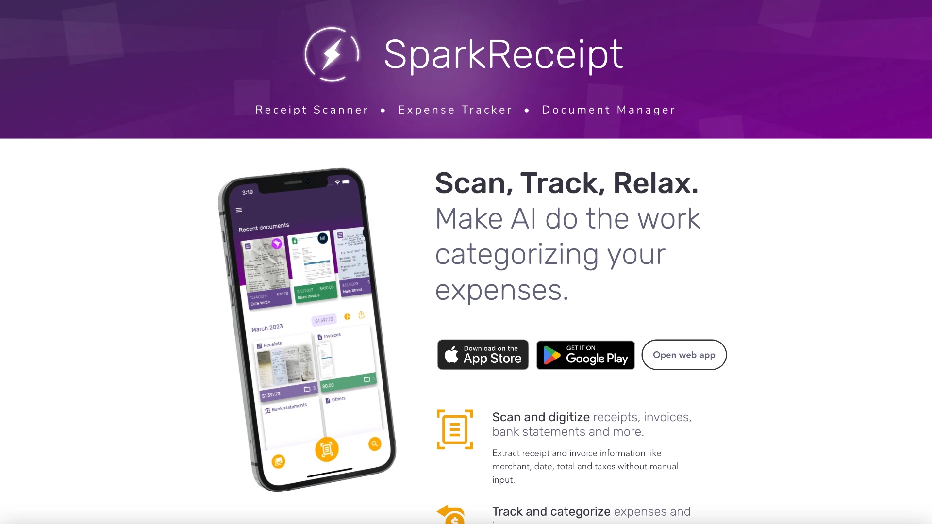 SparkReceipt screenshot