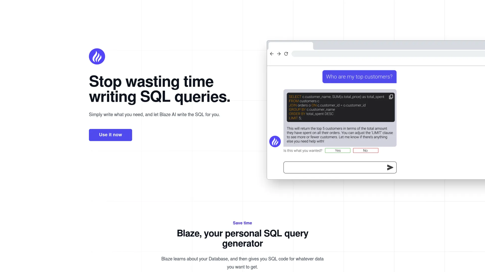 BlazeSQL screenshot