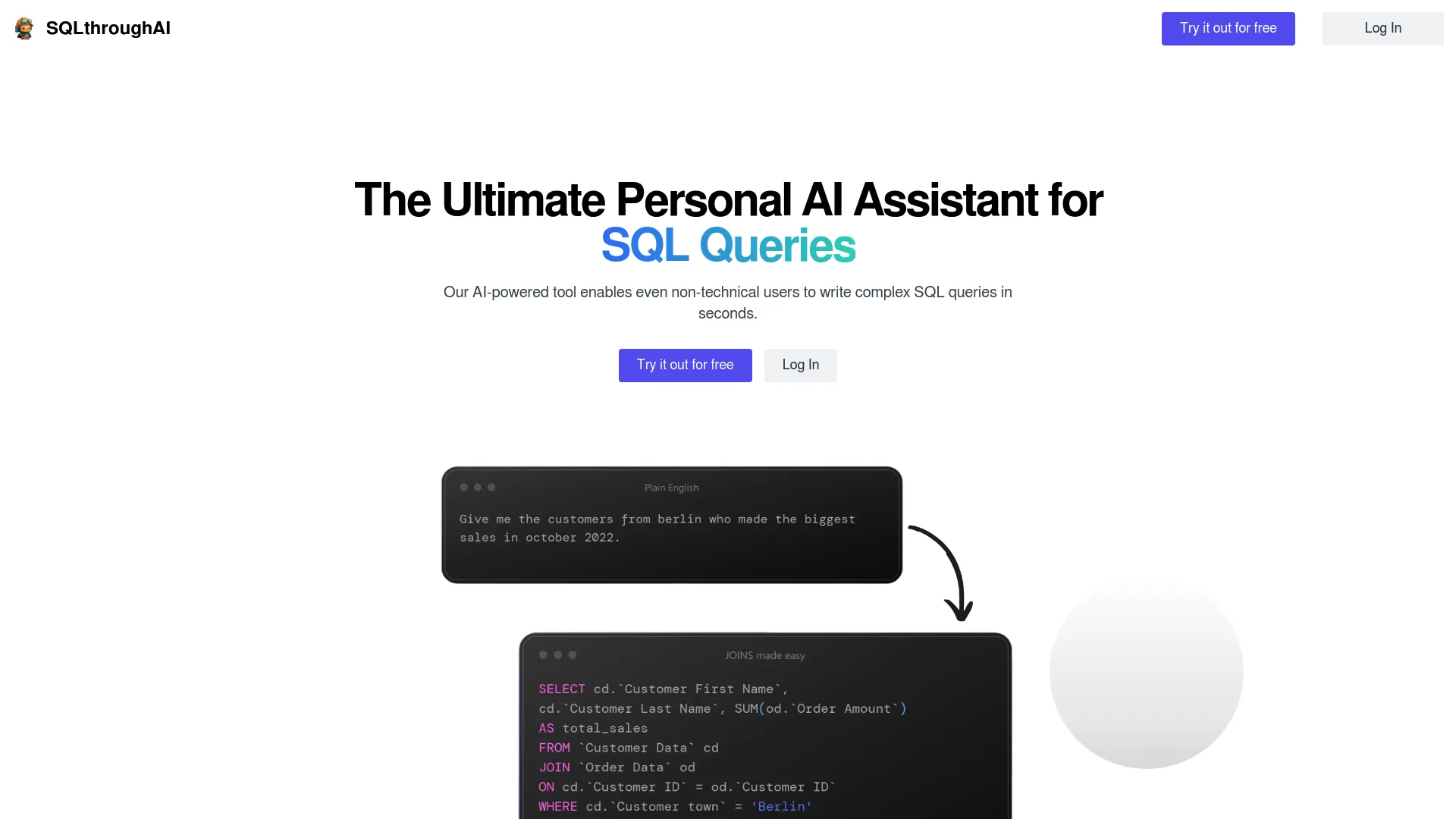 SQLThroughAI screenshot