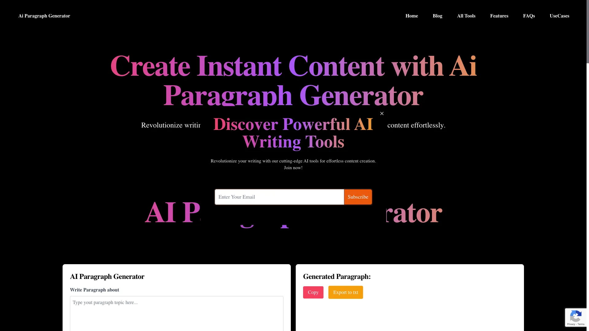 AI Paragraph Generator screenshot
