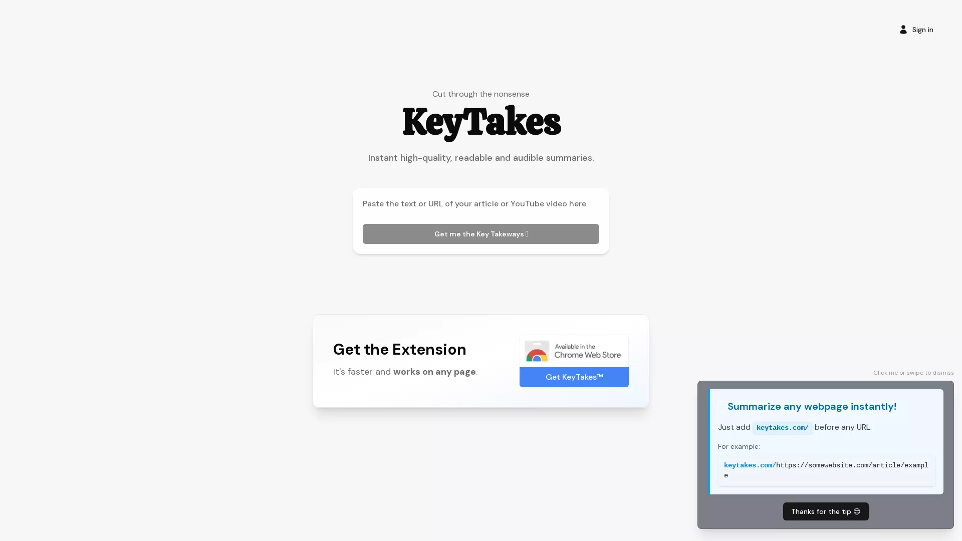 KeyTakes screenshot