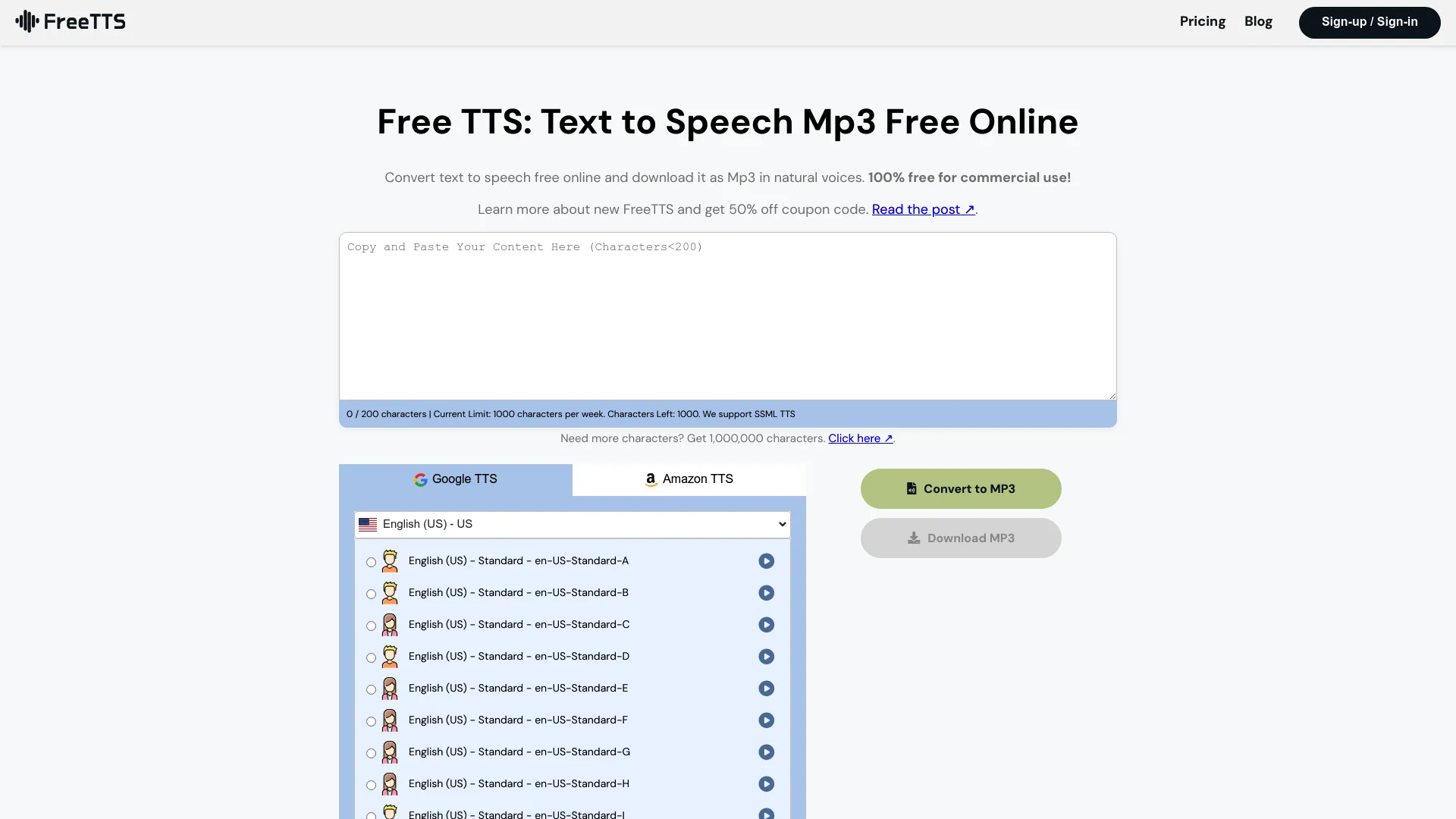 Free TTS screenshot