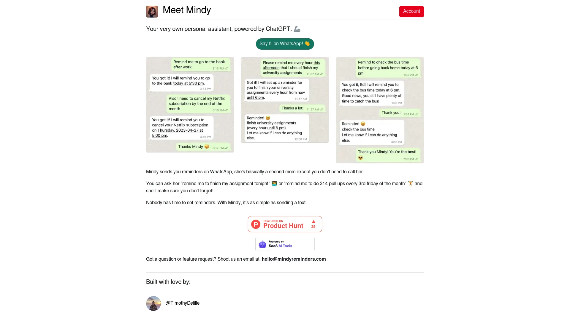 MindyReminders screenshot
