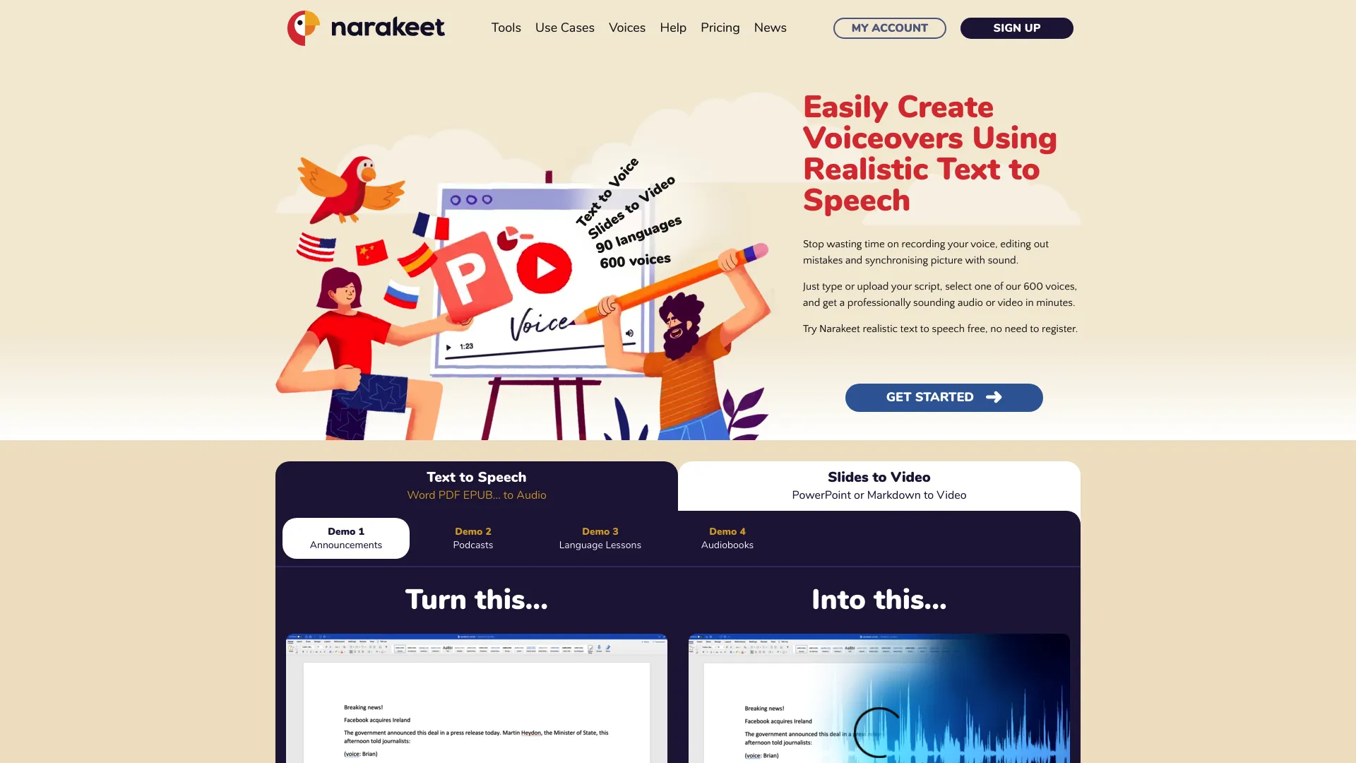 Narakeet screenshot