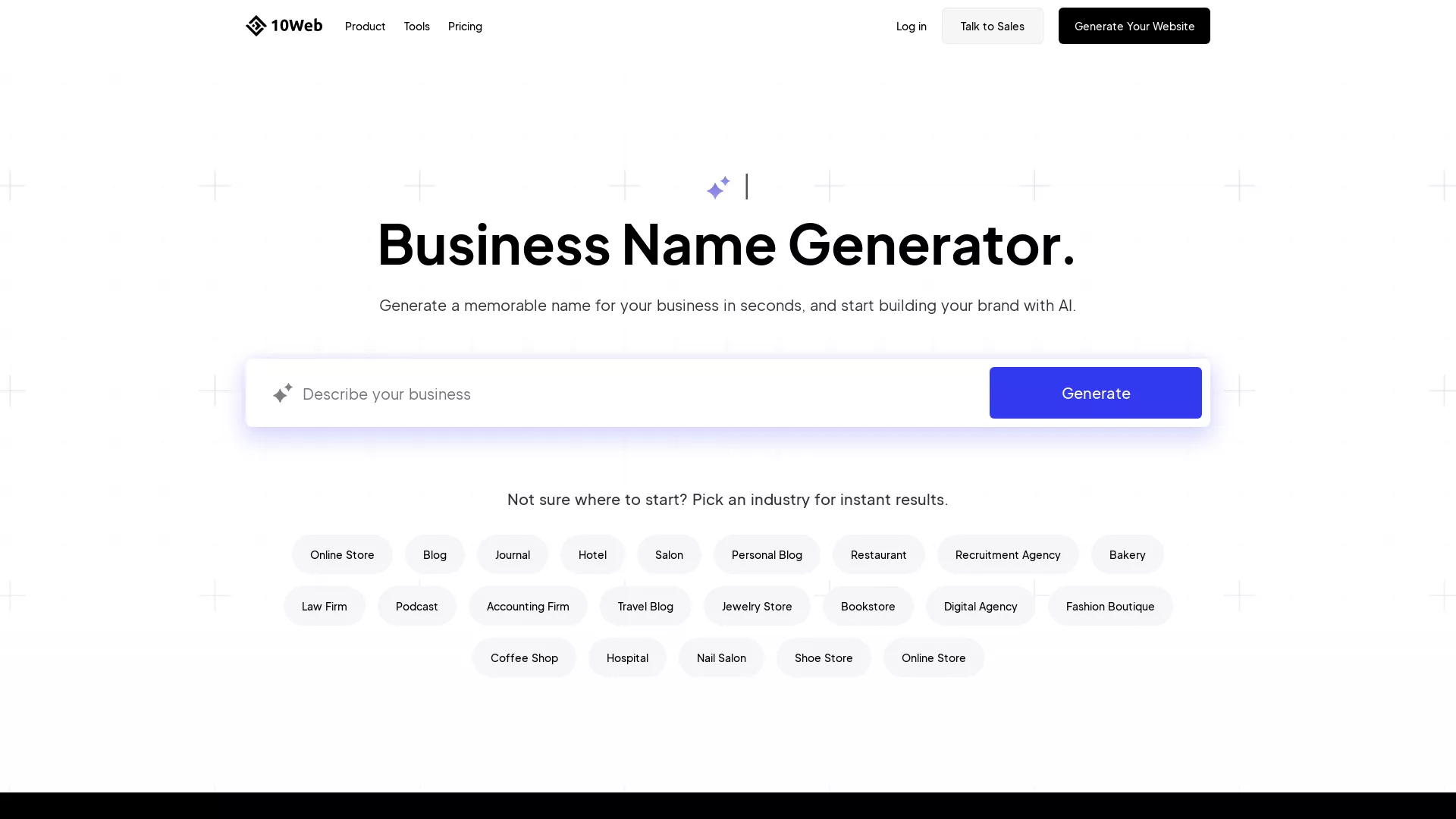10Web Business Name Generator screenshot