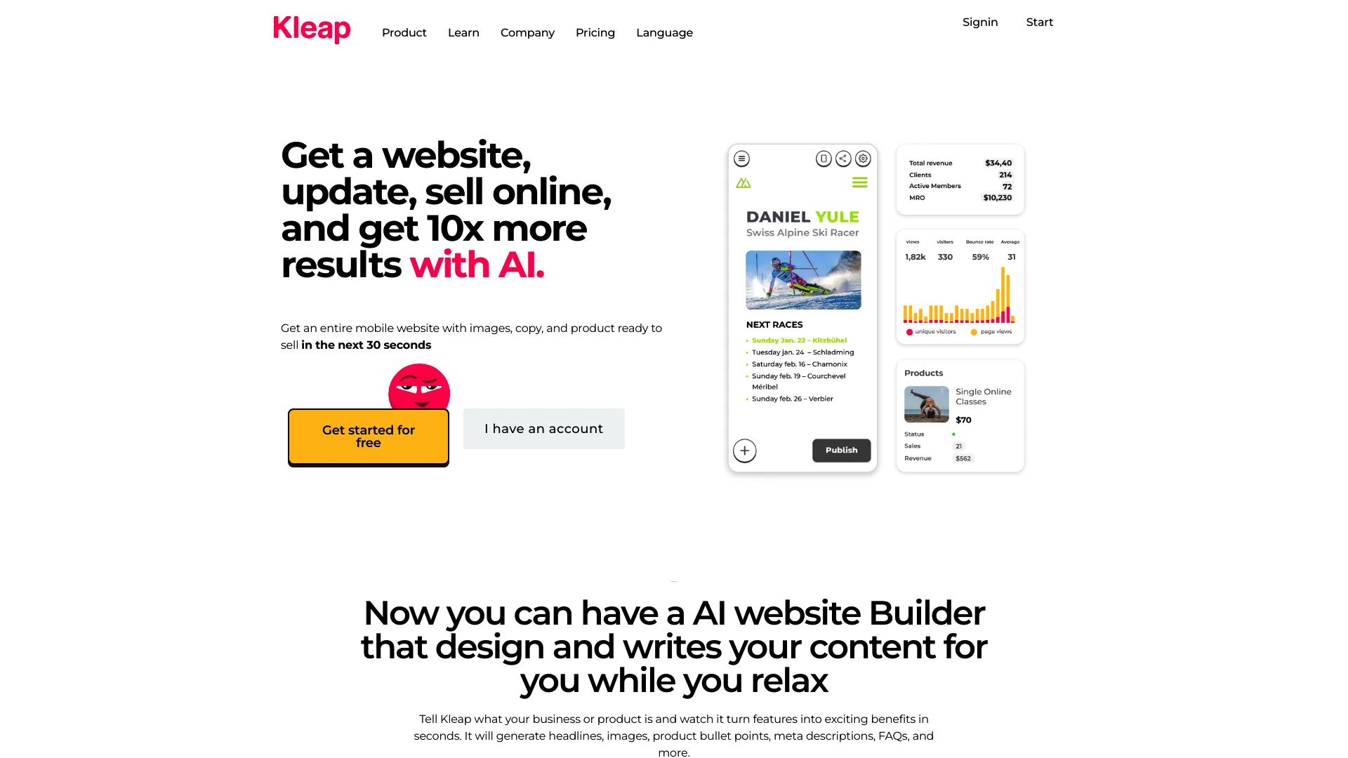 Kleap screenshot