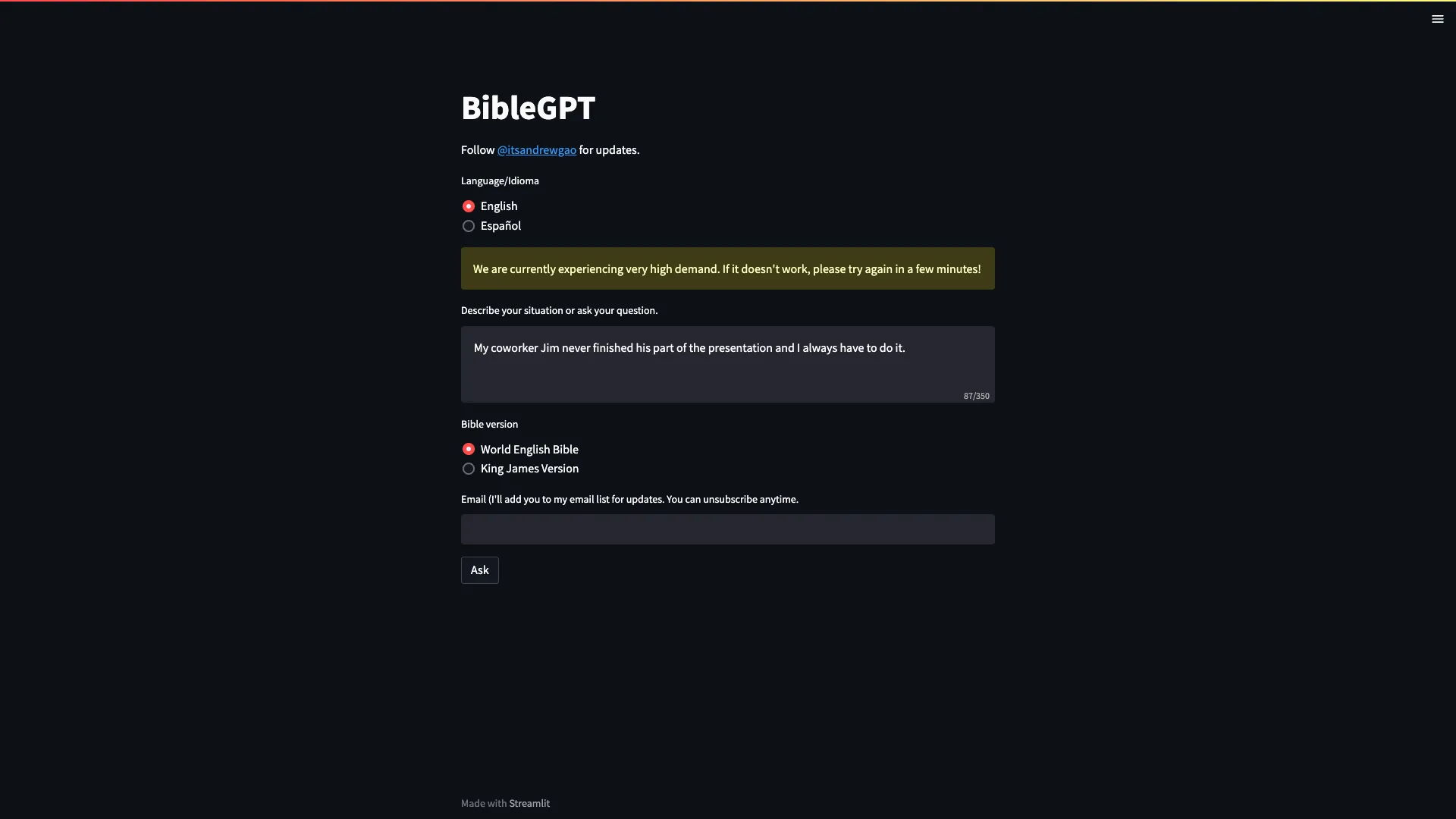 BibleGPT screenshot