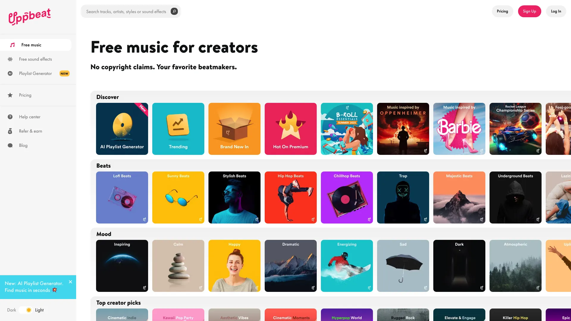 Uppbeat screenshot