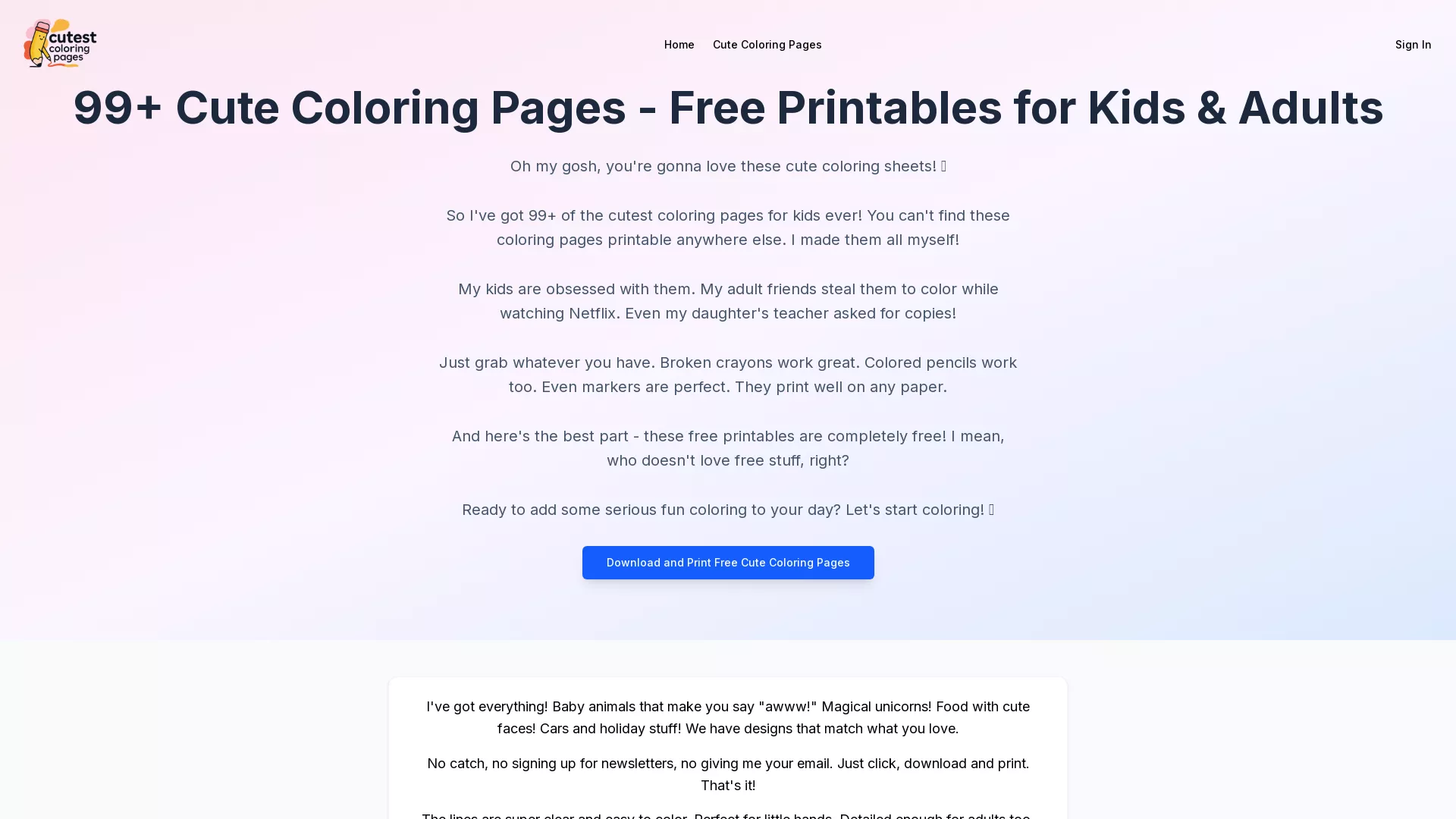 CutestColoringPages screenshot
