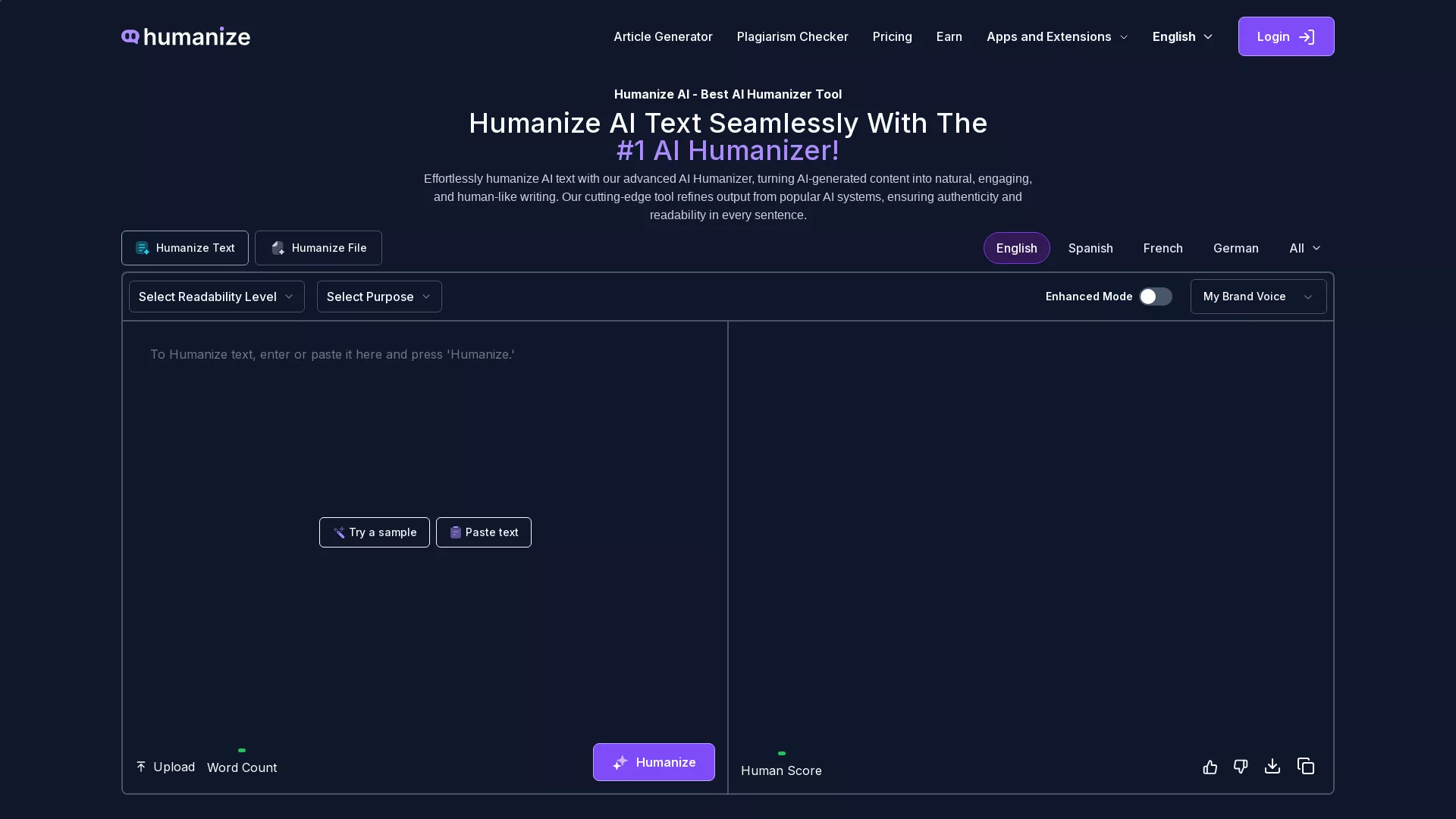 Humanize screenshot