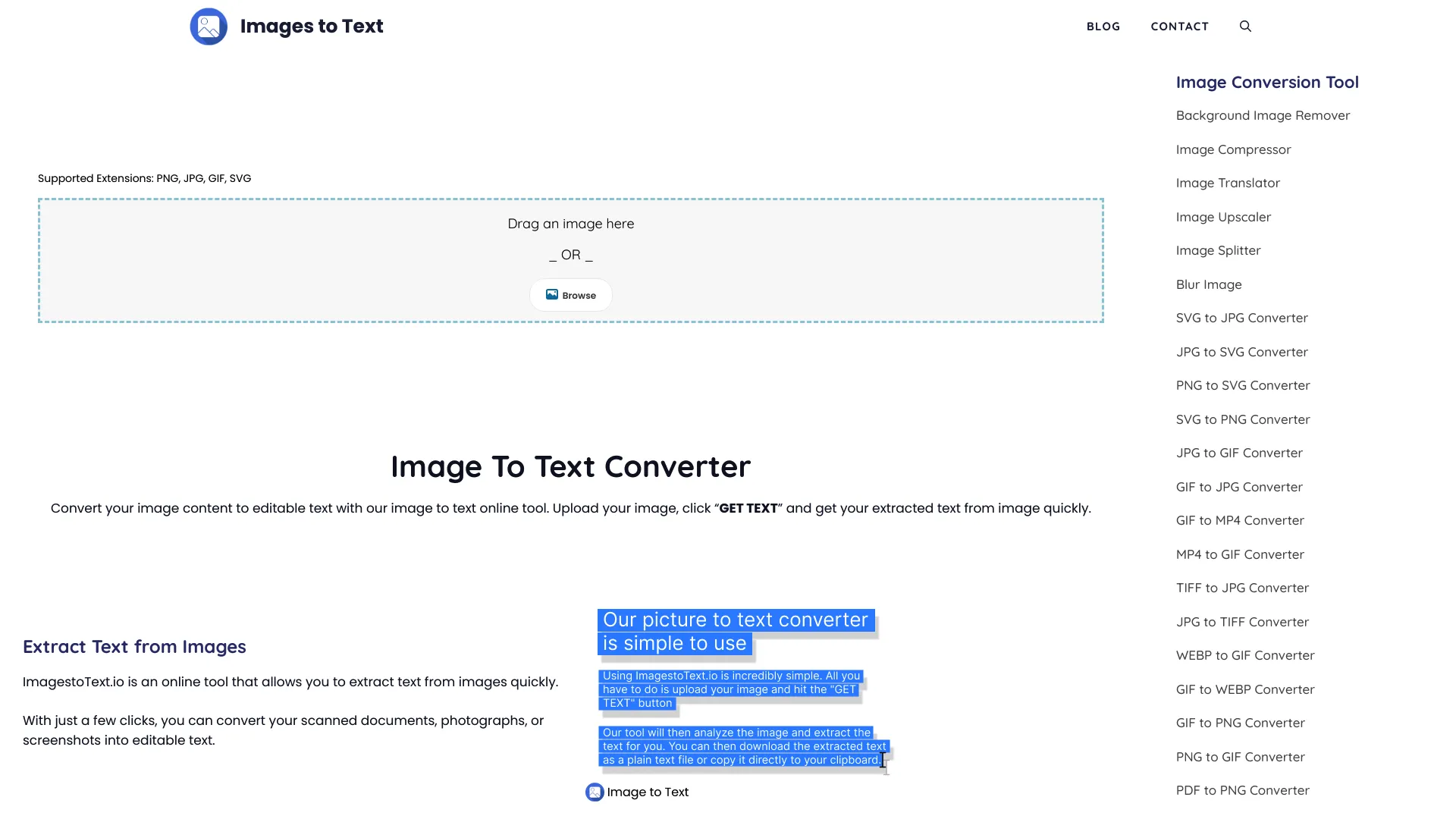 Imagestotext screenshot