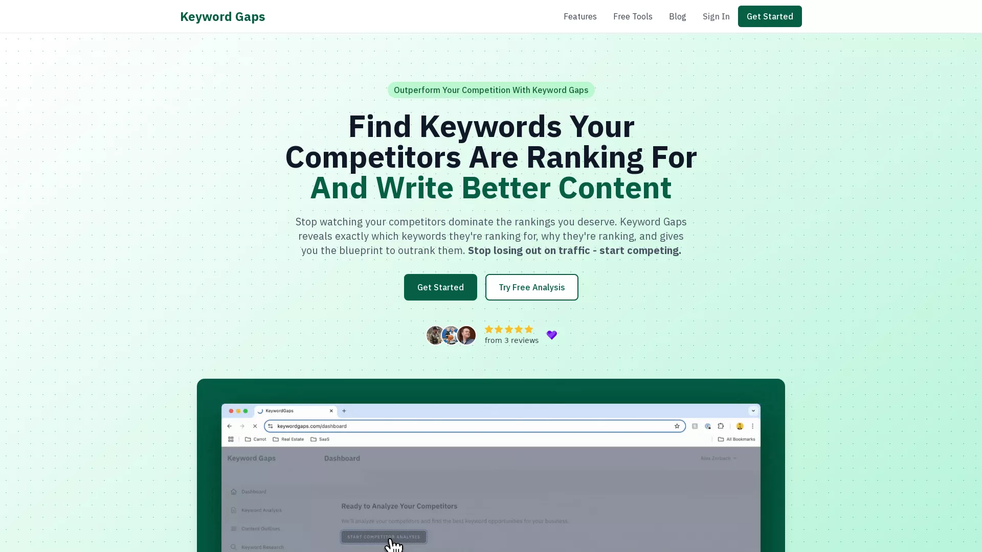 Keyword Gaps screenshot