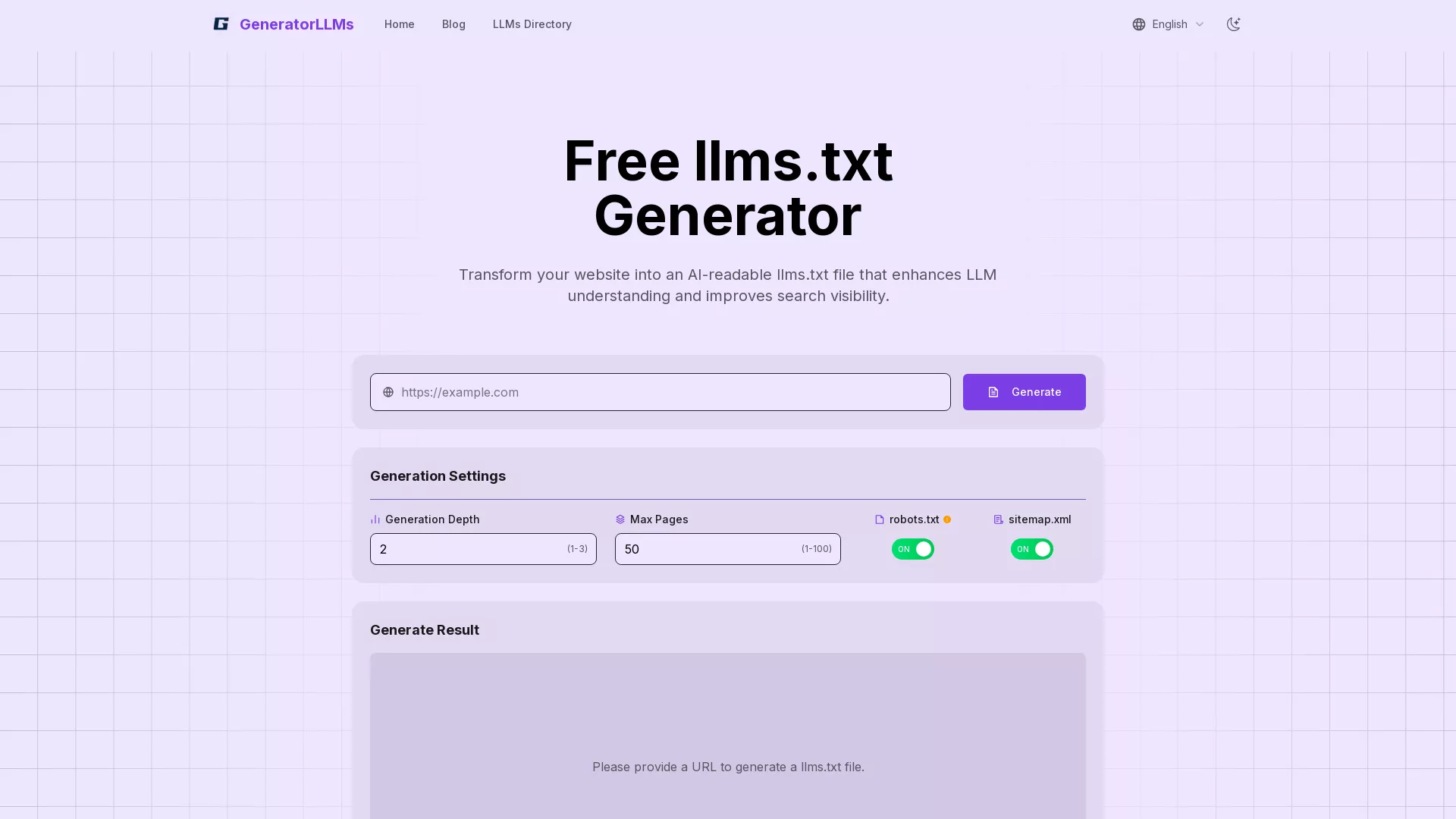 Generatorllmstxt screenshot