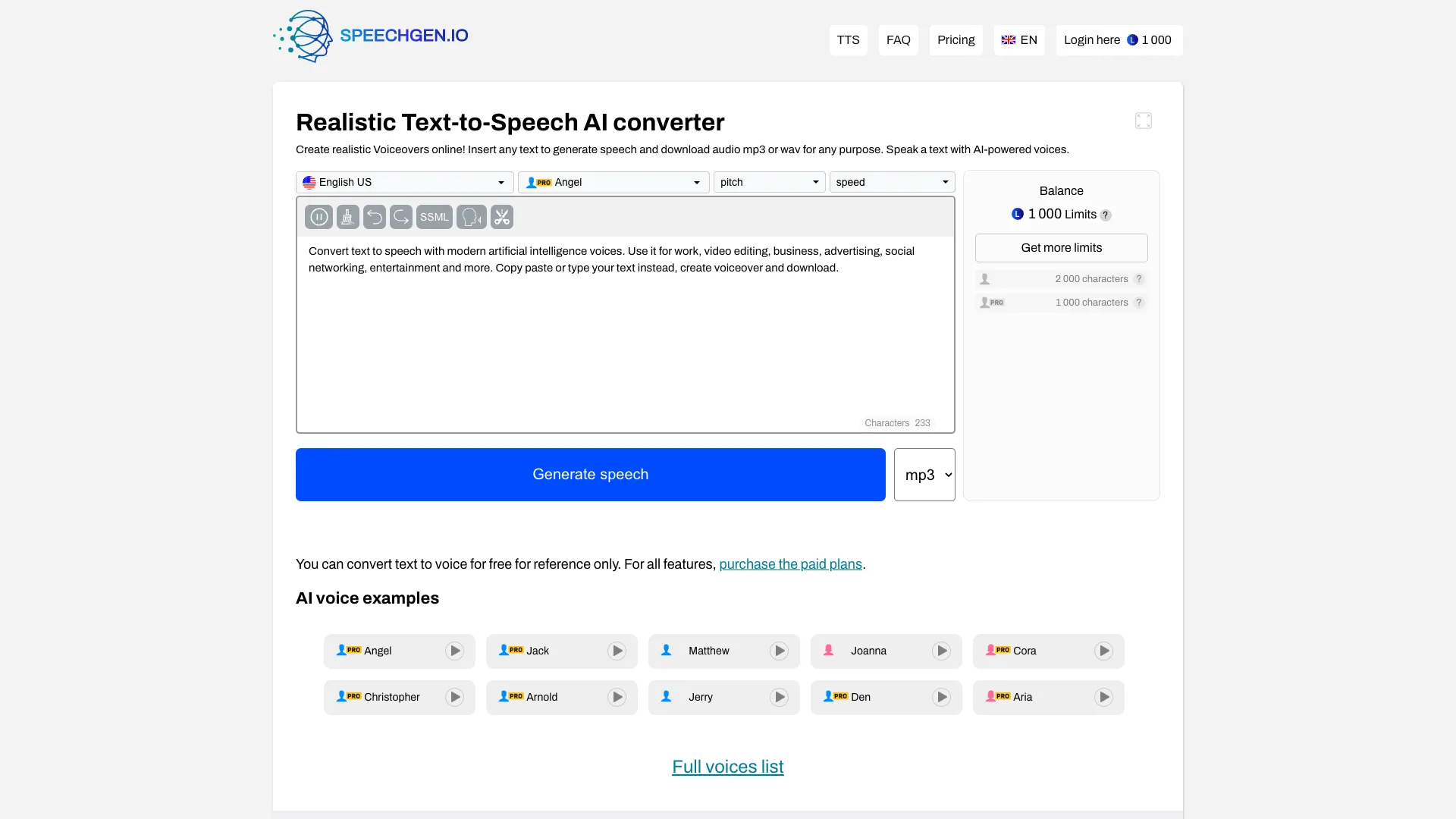 Speechgen screenshot