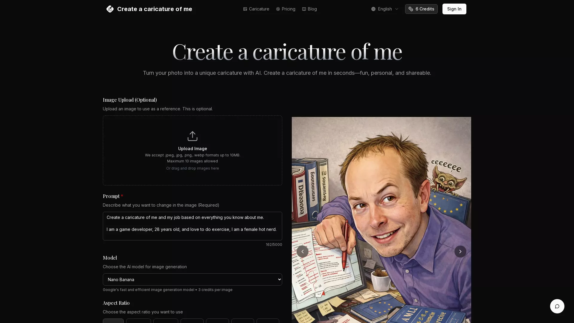 CreateACaricatureOfMe screenshot