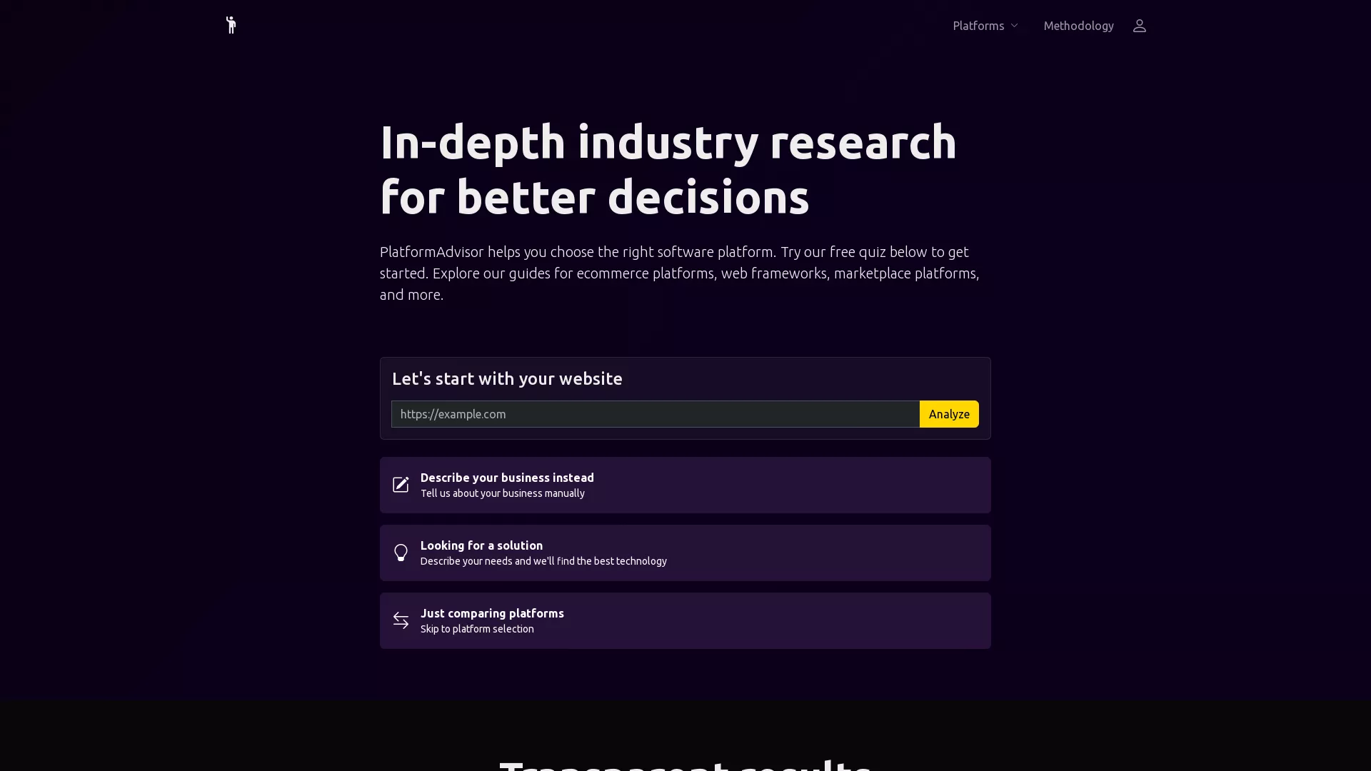 PlatformAdvisor screenshot