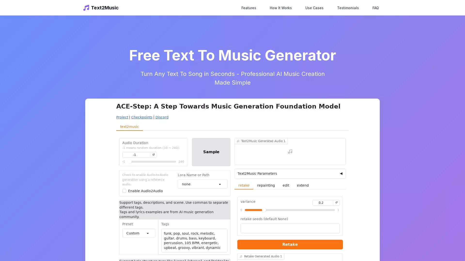 Text2Music screenshot