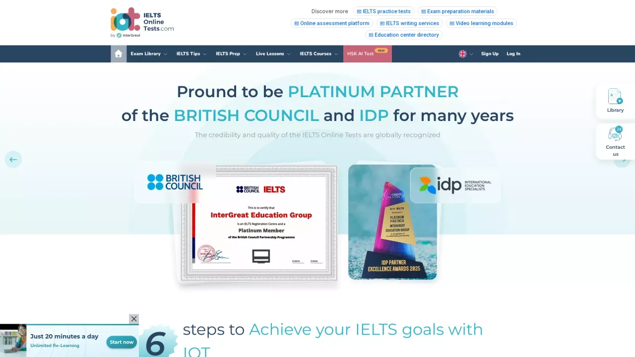 Free IELTS Online Practice Tests screenshot