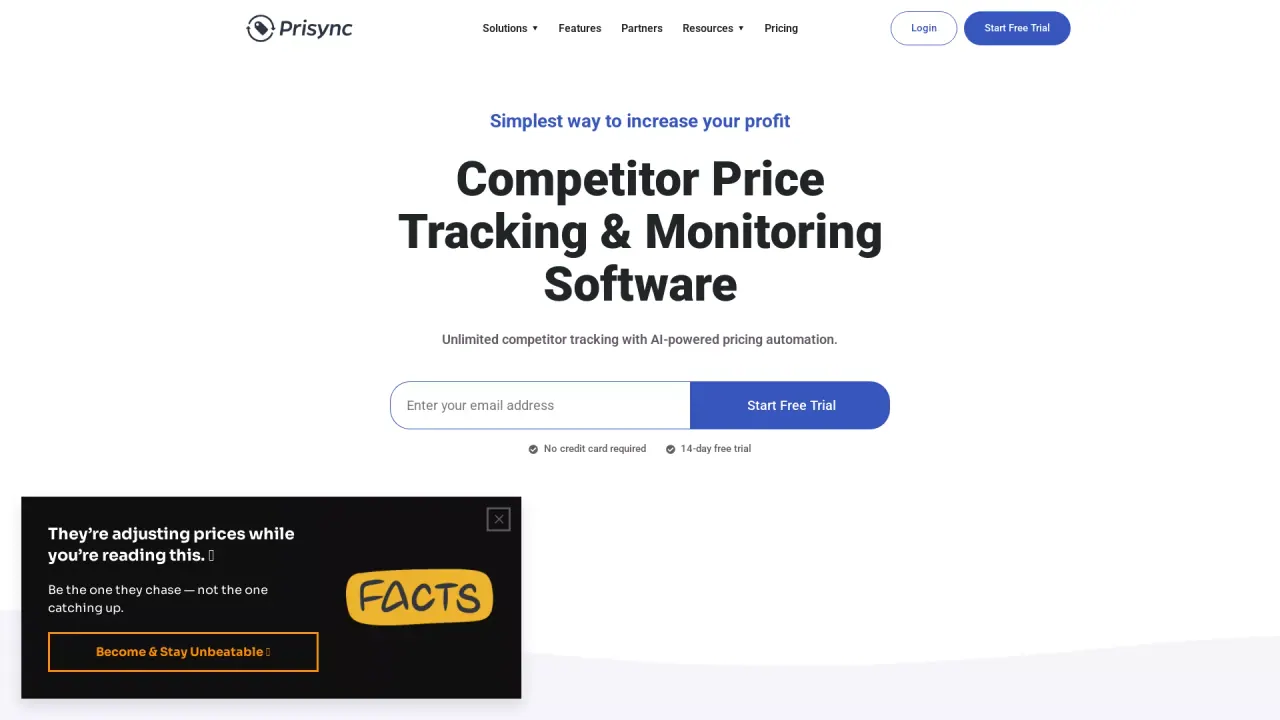 Prisync screenshot