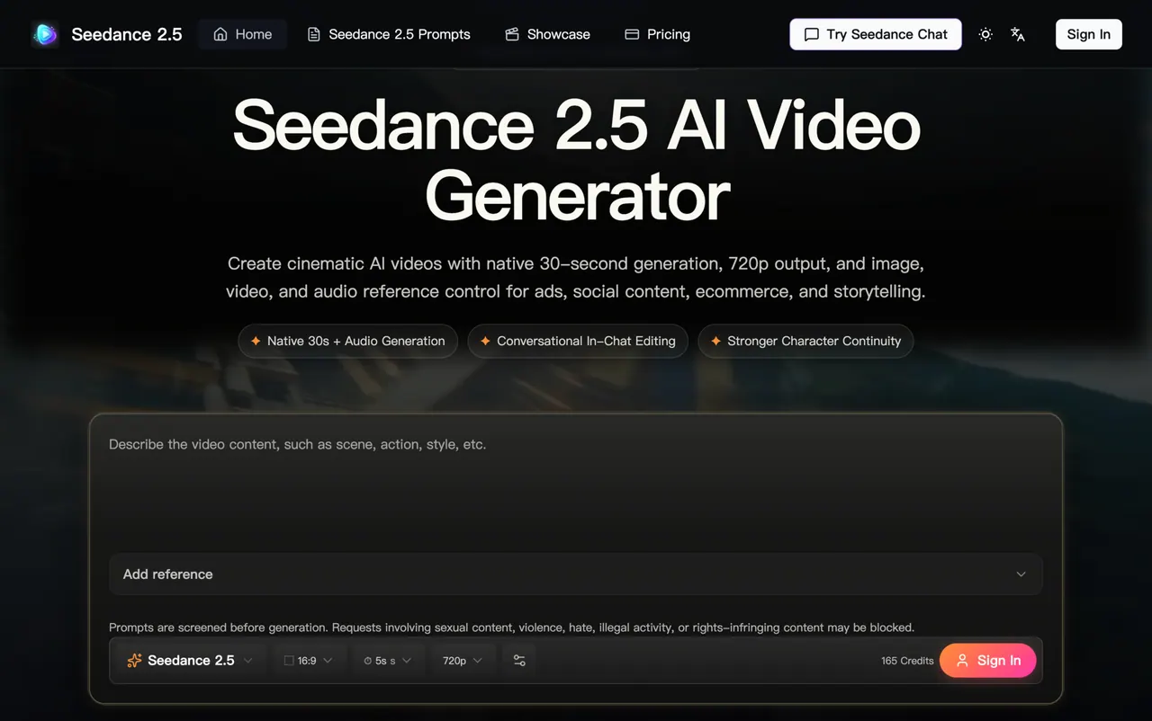 Seedance 2.5 AI Video Generator screenshot