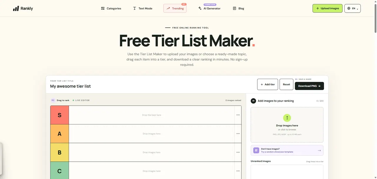 Rankly Tier List Maker screenshot