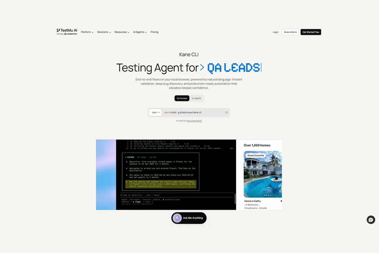 Kane CLI (TestMu AI) screenshot