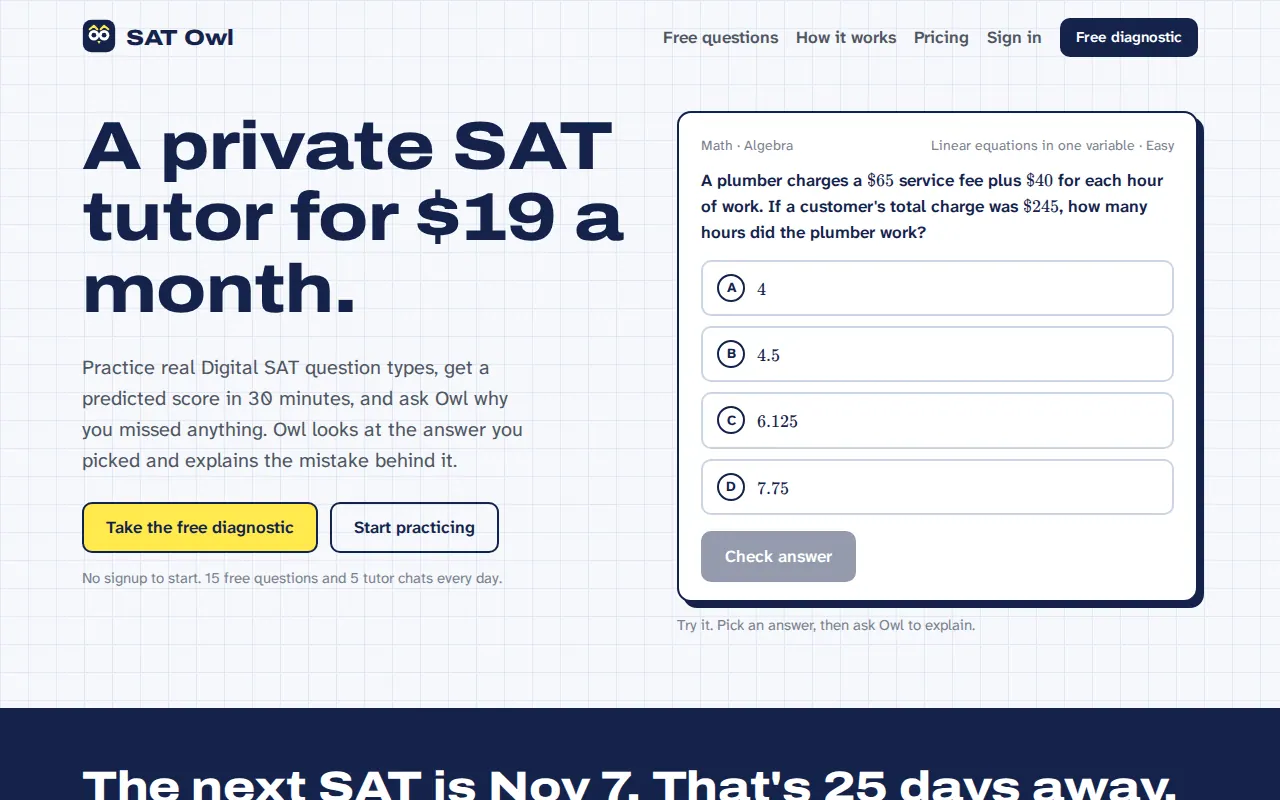 SAT Owl screenshot